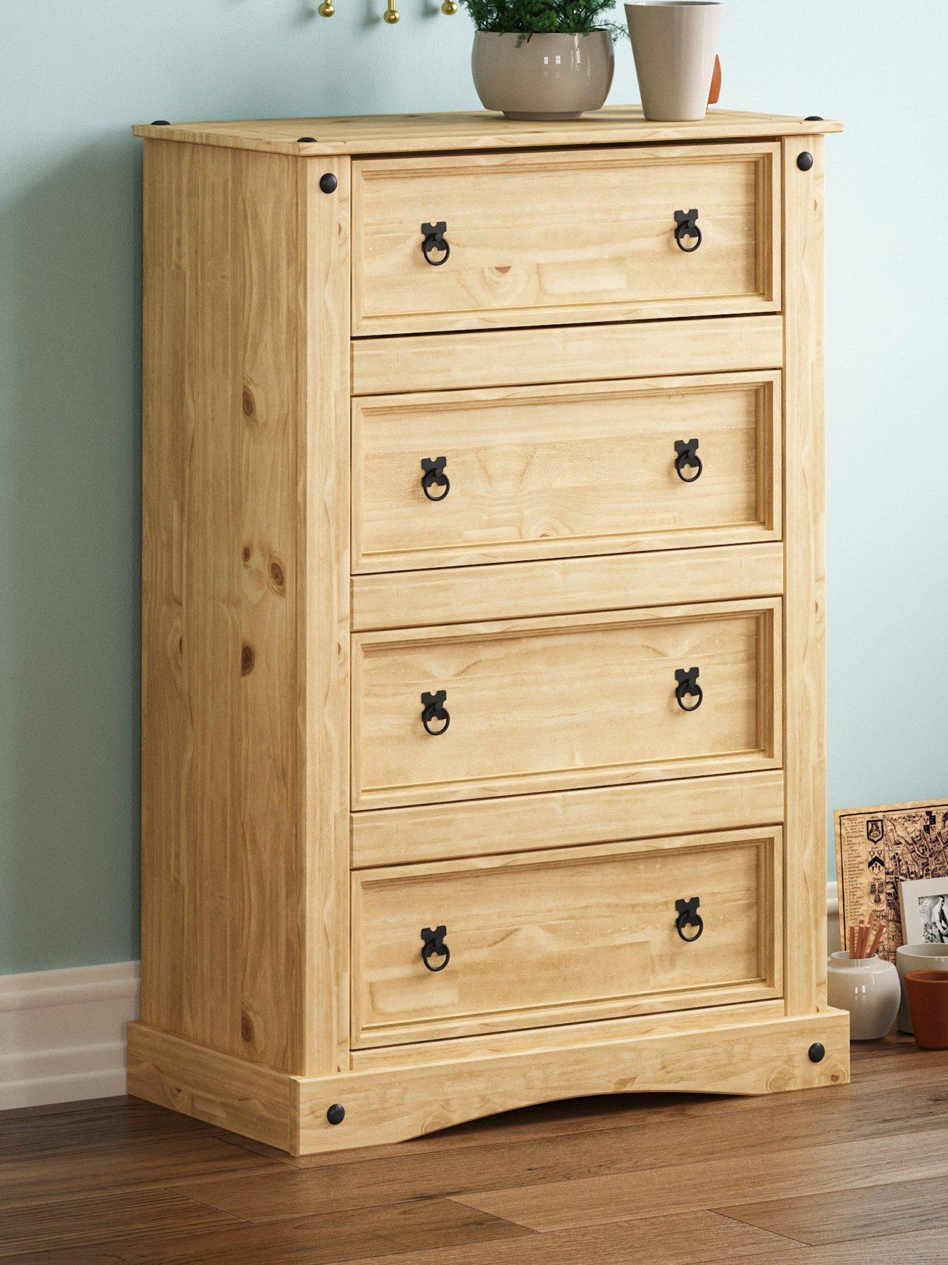 Image of Vida Designs Corona Solid Pine 4 Drawer Chest