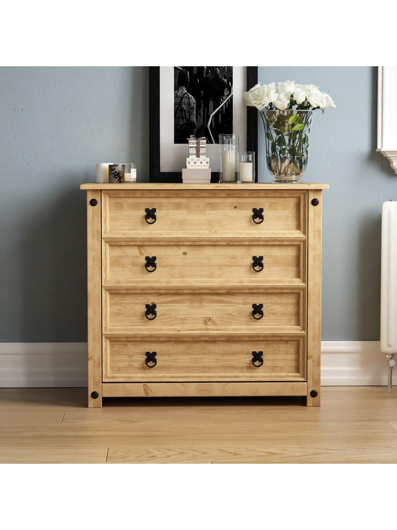 Image of Vida Designs Corona Solid Pine Rustic 4 Drawer Chest