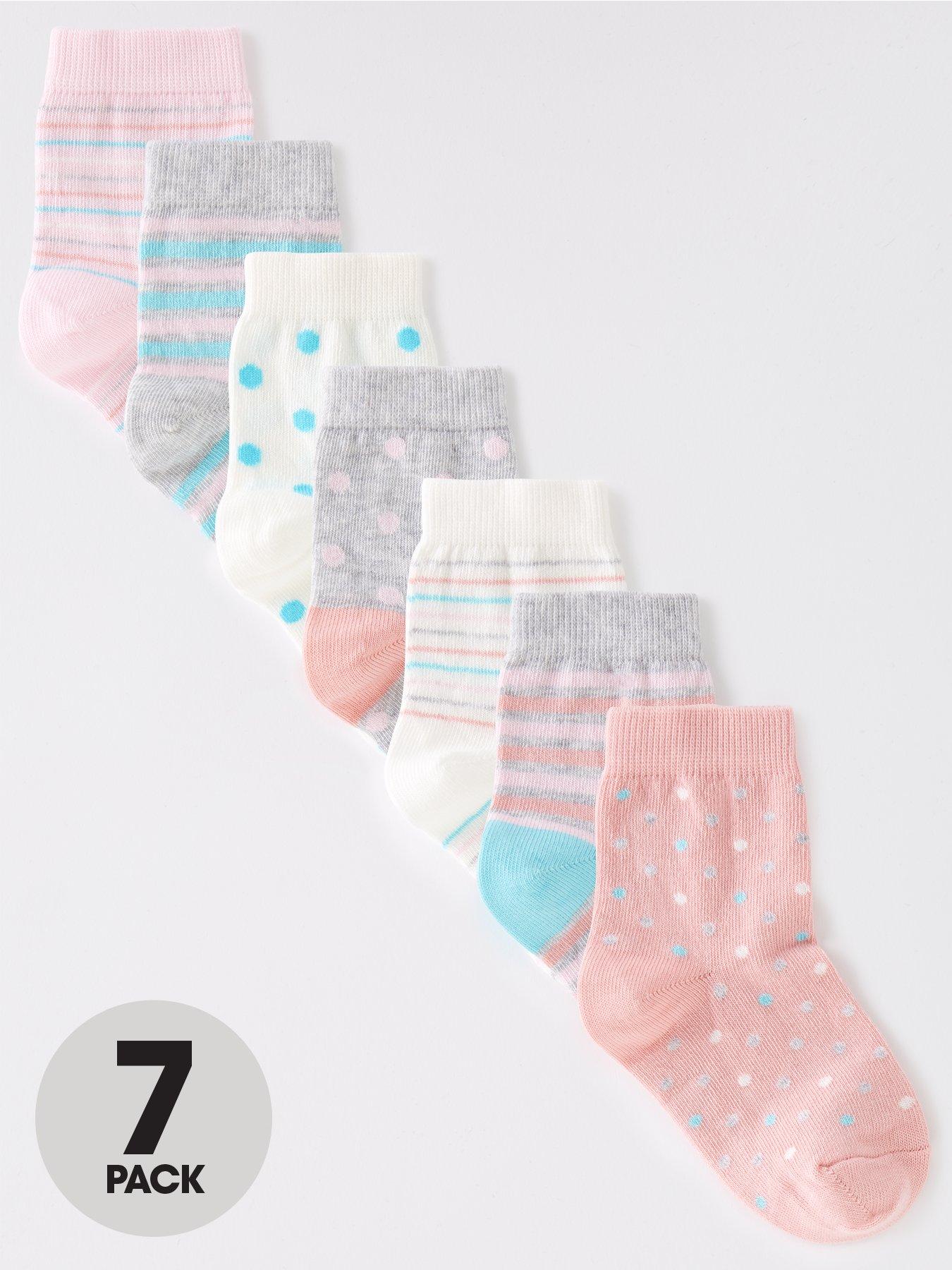 everyday-girlsnbspspot-and-stripe-socks-7-pack--nbsppinkfront