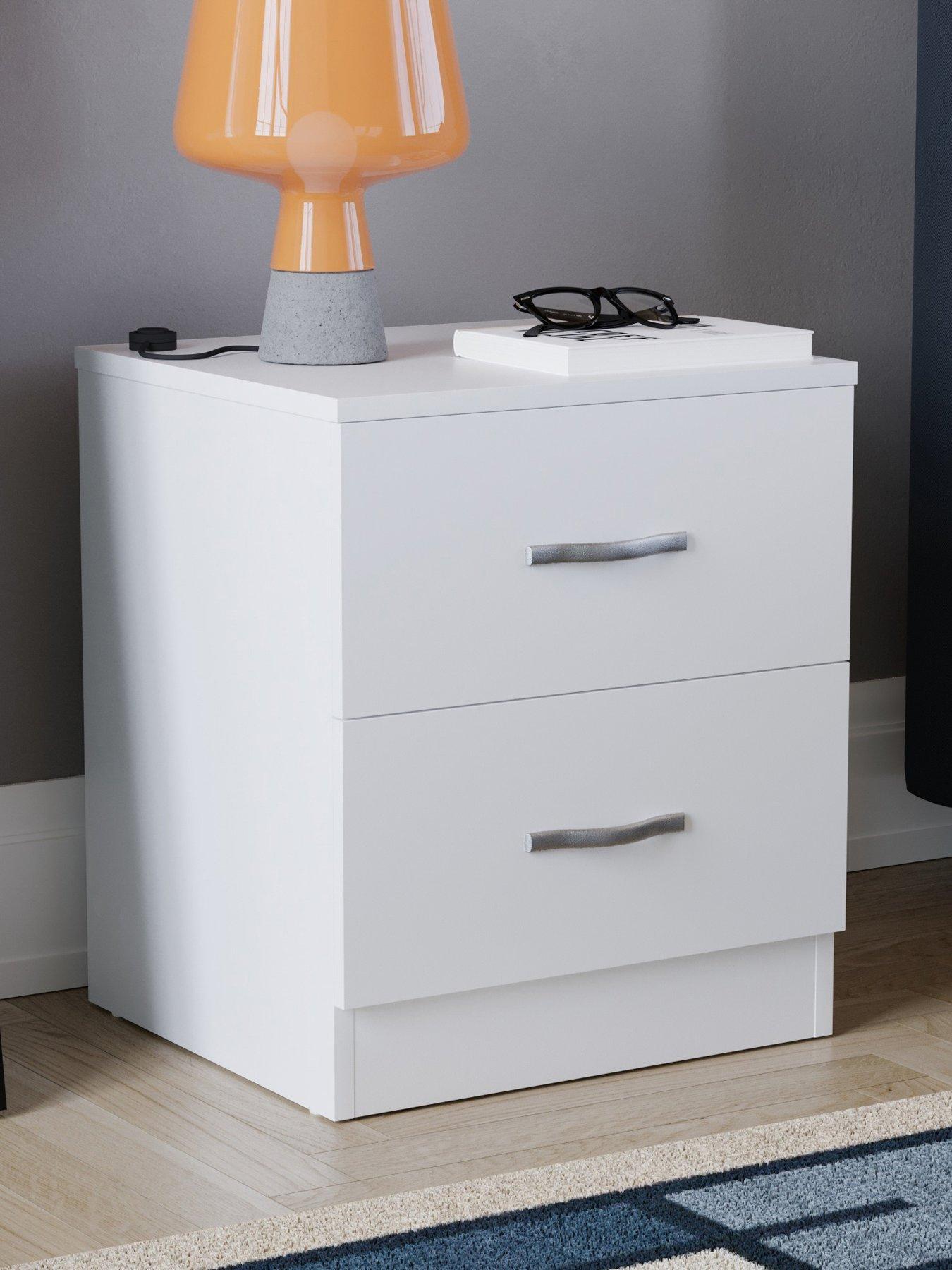 Image 1 of 6 of Vida Designs Riano Compact 2 Drawer Bedside Chest - White