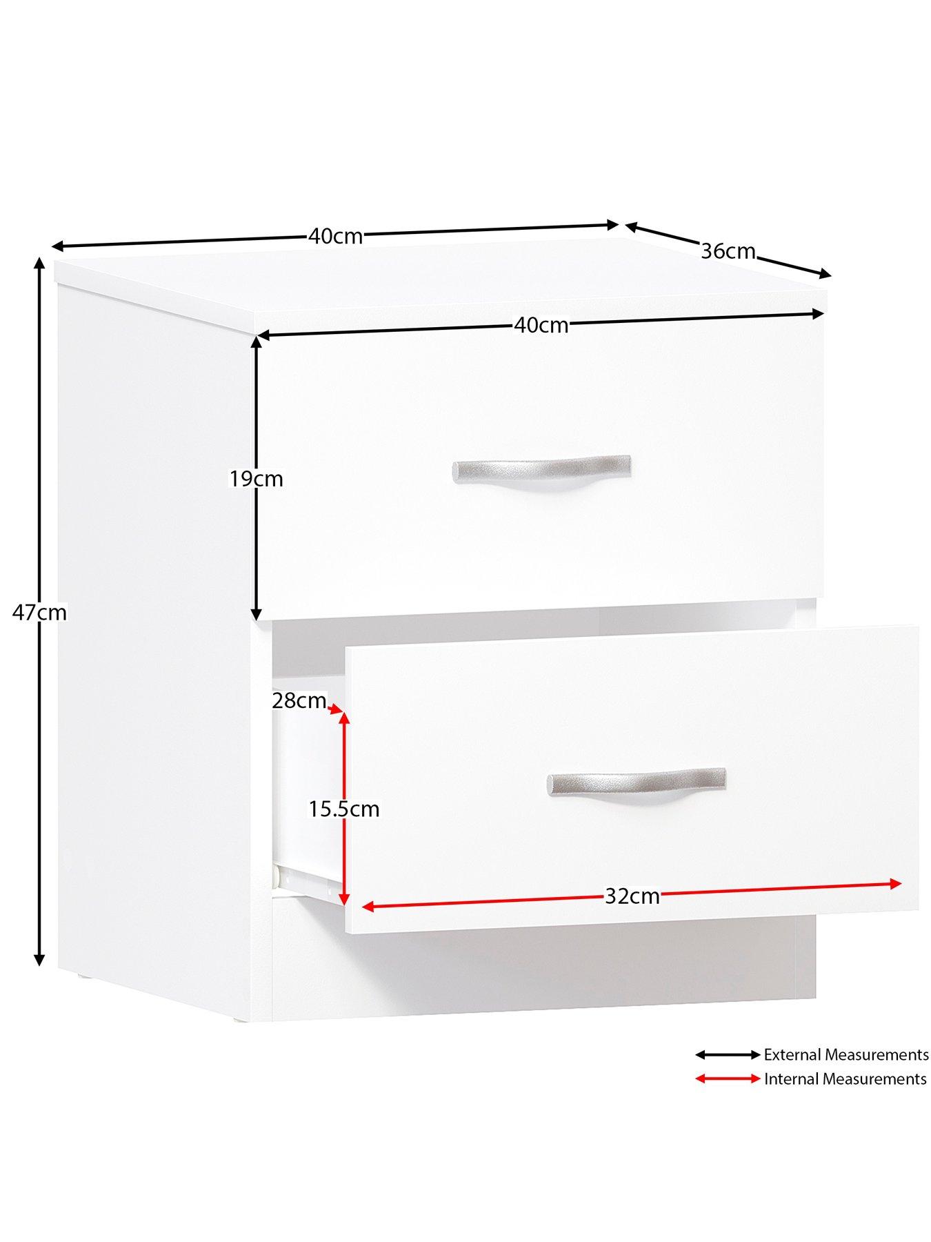 Image 6 of 6 of Vida Designs Riano Compact 2 Drawer Bedside Chest - White