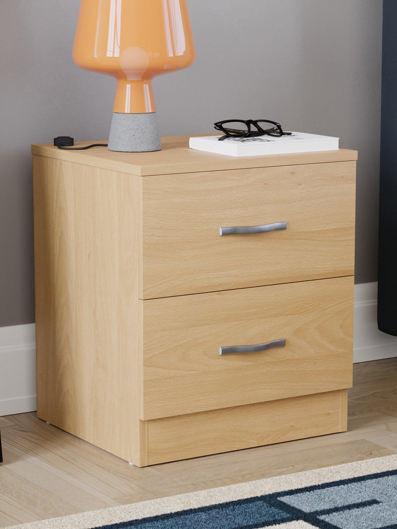 undefined Riano Compact 2 Drawer Bedside Chest - Pine