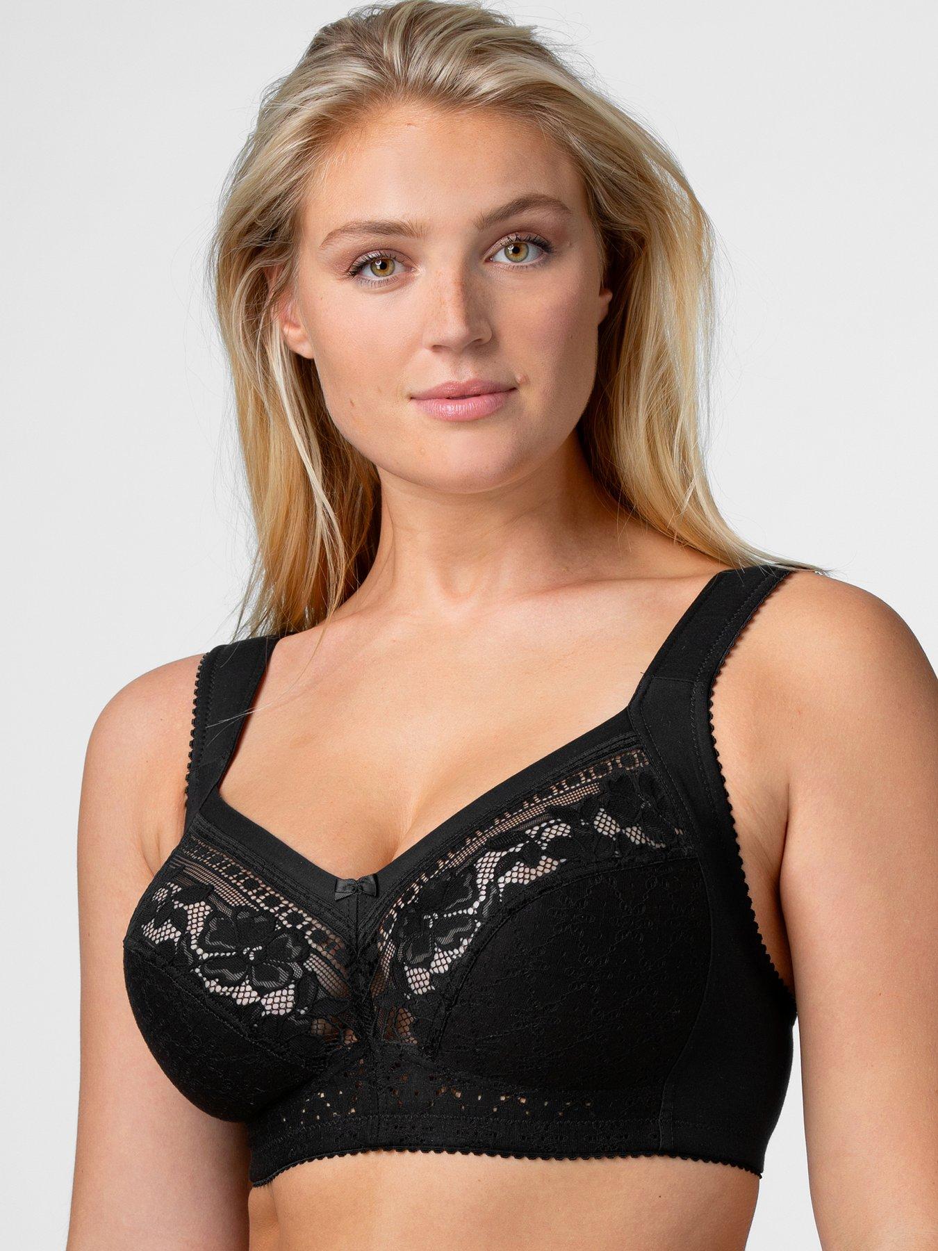 Buy DD+ Navy Recycled Lace Comfort Full Cup Bra - 40F, Bras