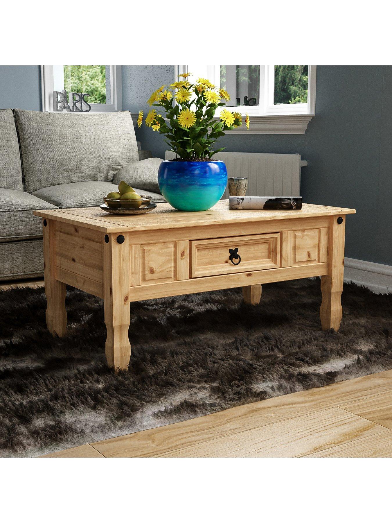 Image of Vida Designs Corona Solid Pine 1 Drawer Coffee Table