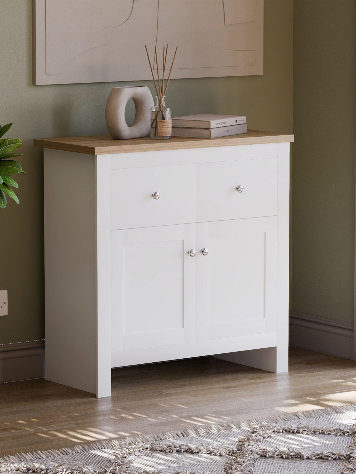 Image 1 of 6 of Vida Designs Arlington 2 Drawer, 2 Door Compact Sideboard - White