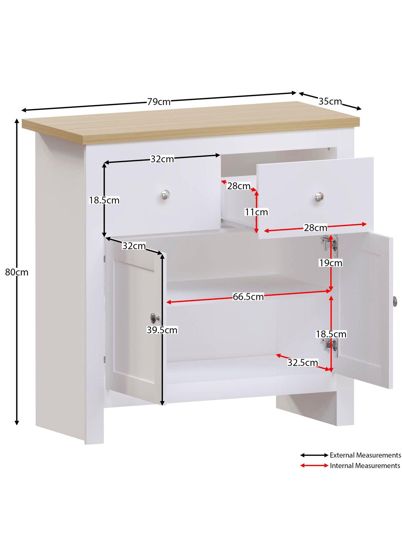 Image 6 of 6 of Vida Designs Arlington 2 Drawer, 2 Door Compact Sideboard - White