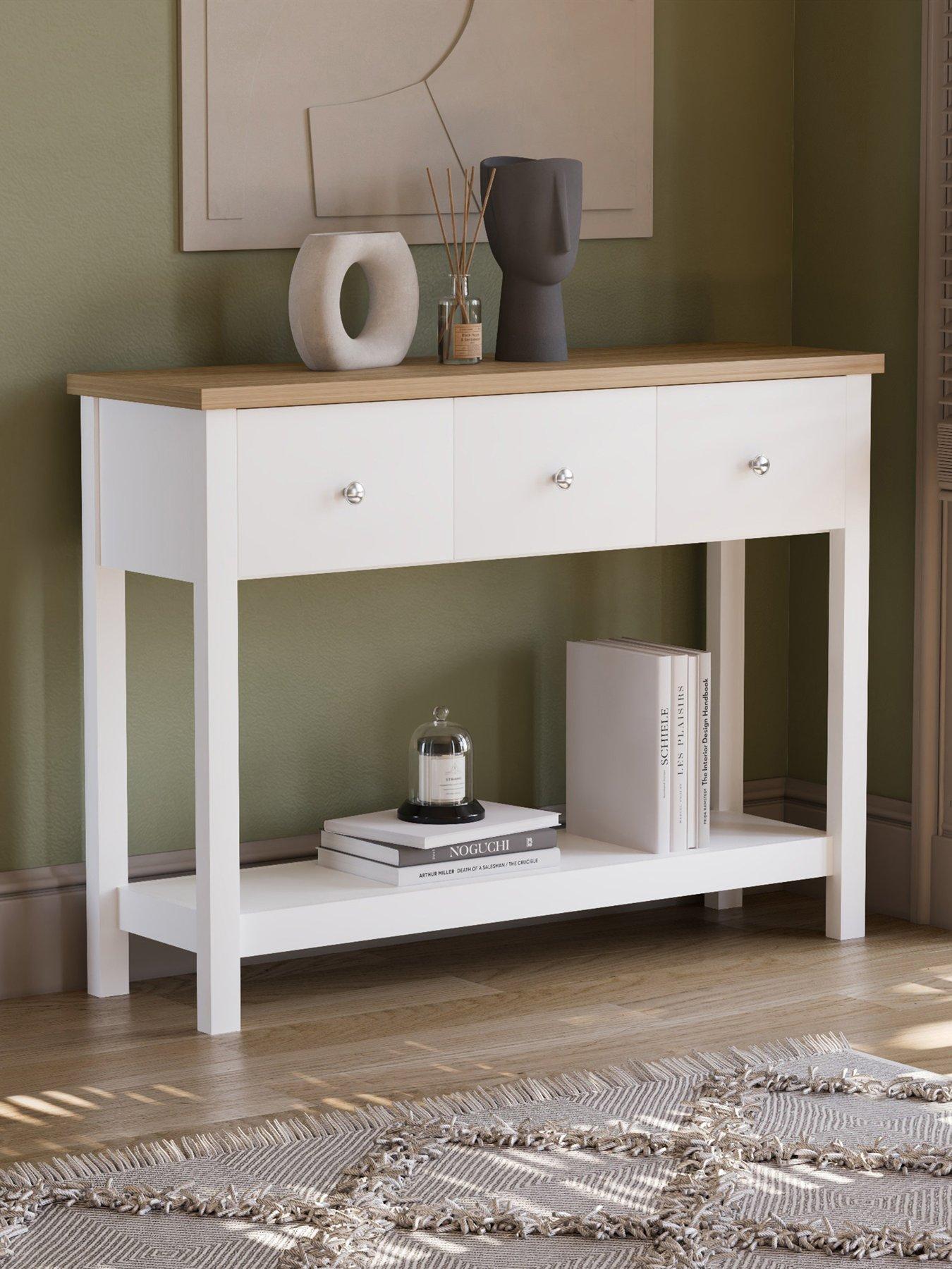 Image 1 of 6 of Vida Designs Arlington 3 Drawer Console Table -&nbsp;White
