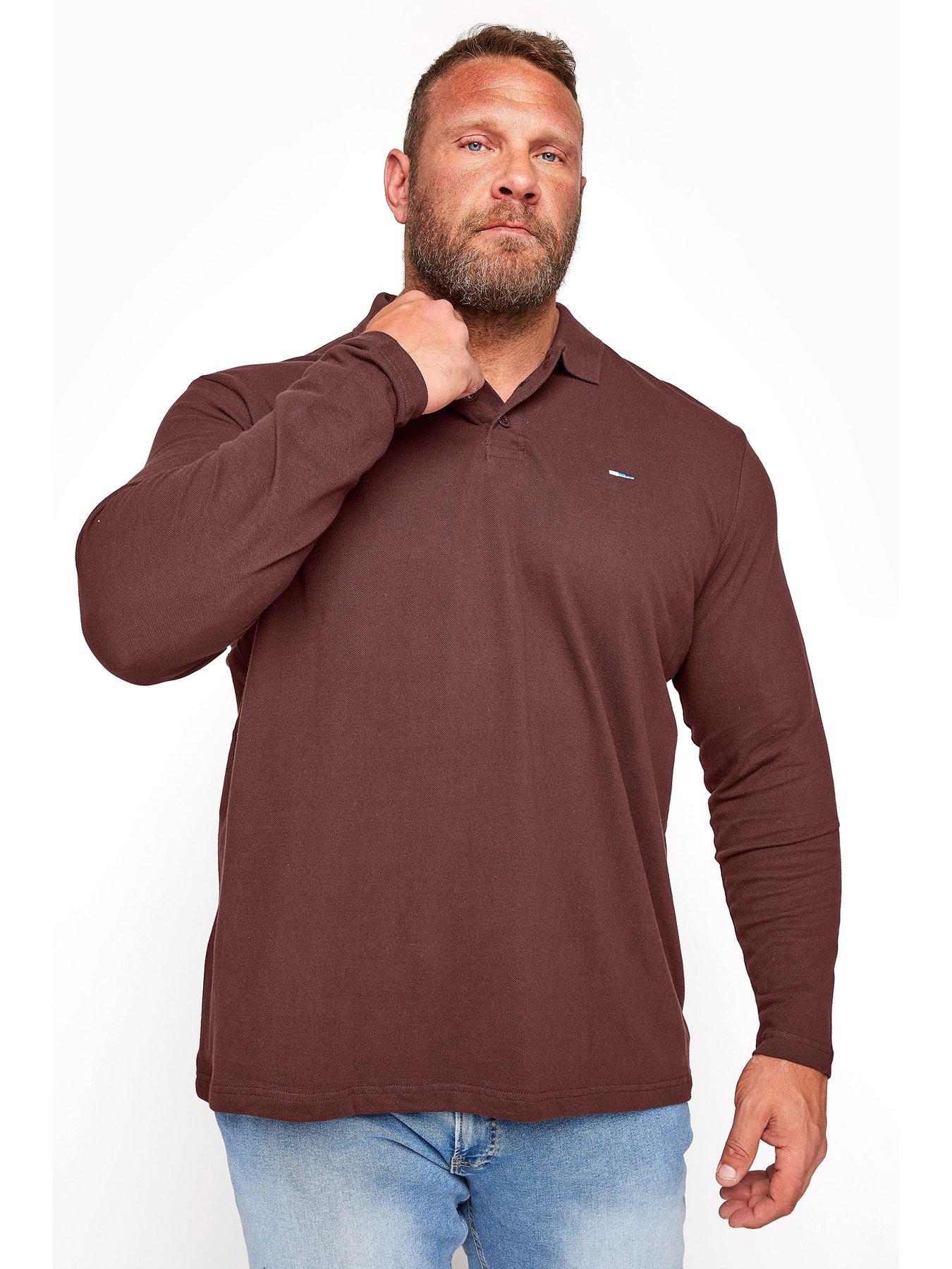 undefined BadRhino Essential Plain Long Sleeve Polo Shirt - Dark Red