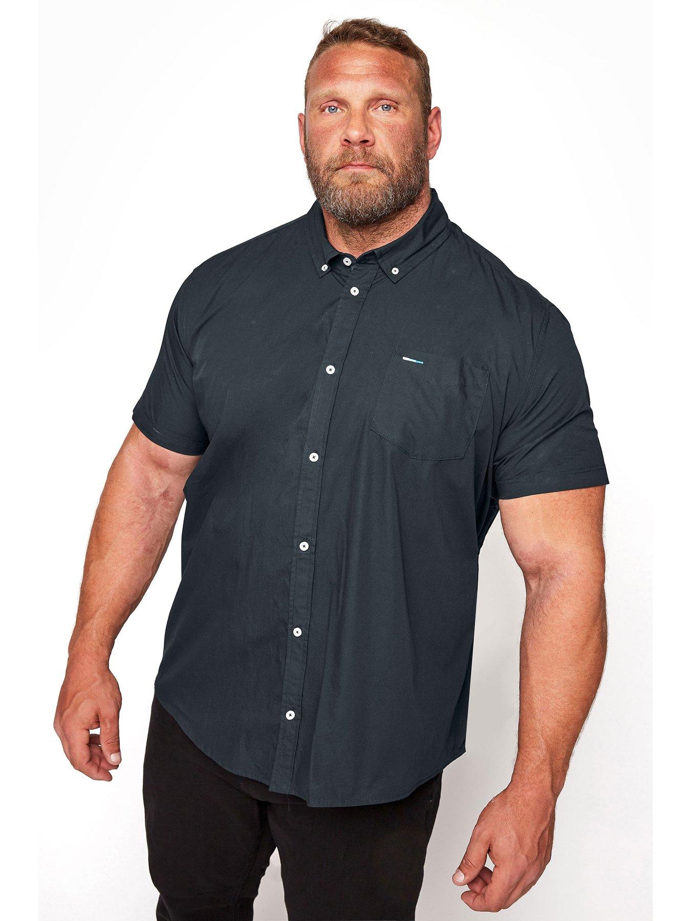 badrhino-badrhino-essential-smart-short-sleeve-oxford-shirt-navyfront