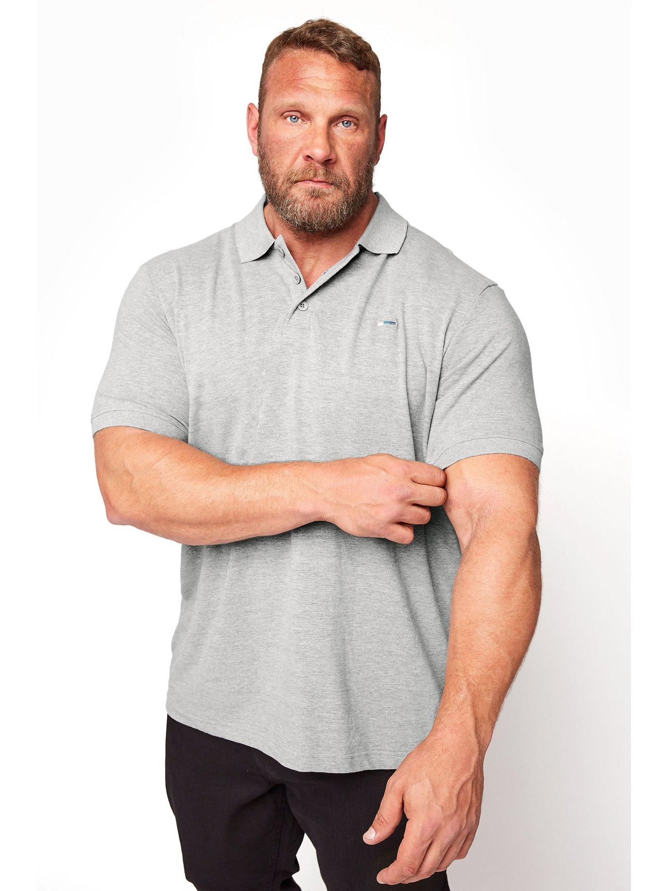 badrhino-badrhino-essential-short-sleeve-plain-polo-shirt-marl-grey