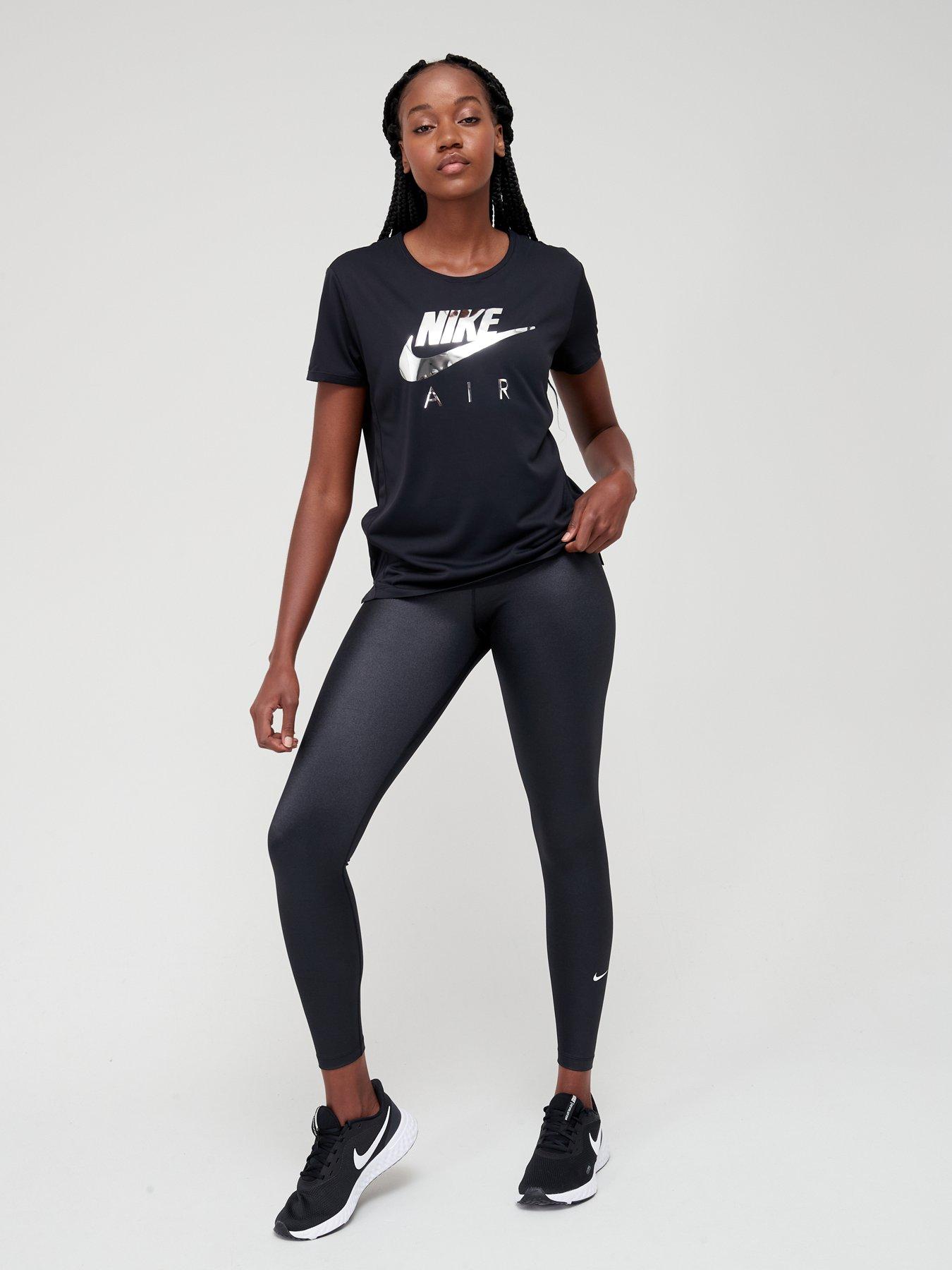 Nike Womens Black Gold One Dri-FIT Colorblocked Mid Rise Leggings Pant  Small New