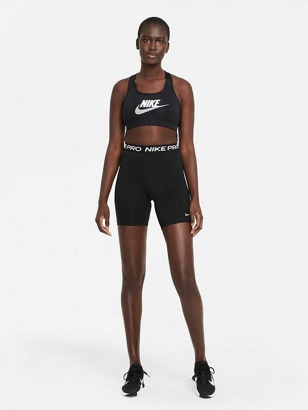 Nike Women's Medium Control Swoosh Futura Bra - BLACK/WHITE/GREY
