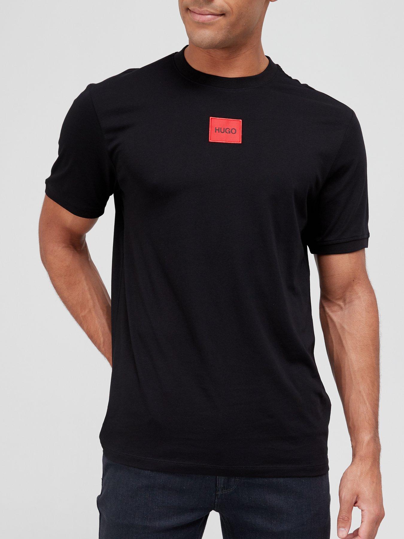 hugo-diragolino-red-patch-logo-t-shirt-blackfront