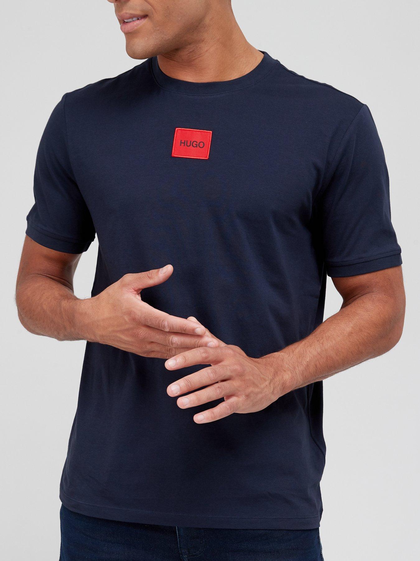 hugo-diragolino-red-patch-logo-t-shirt-dark-blue