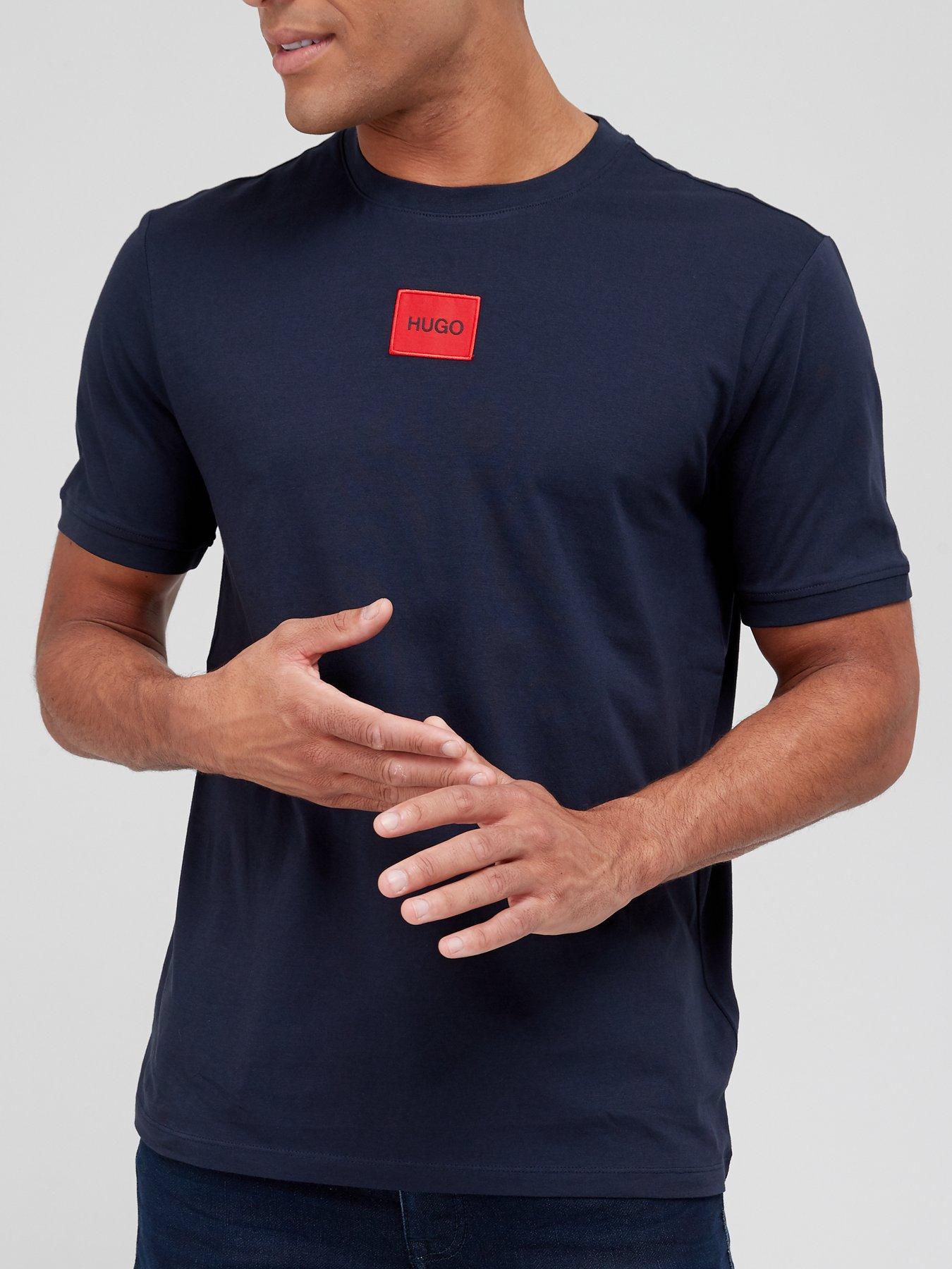 Image 1 of 4 of HUGO Diragolino Red Patch Logo T-Shirt - Dark Blue
