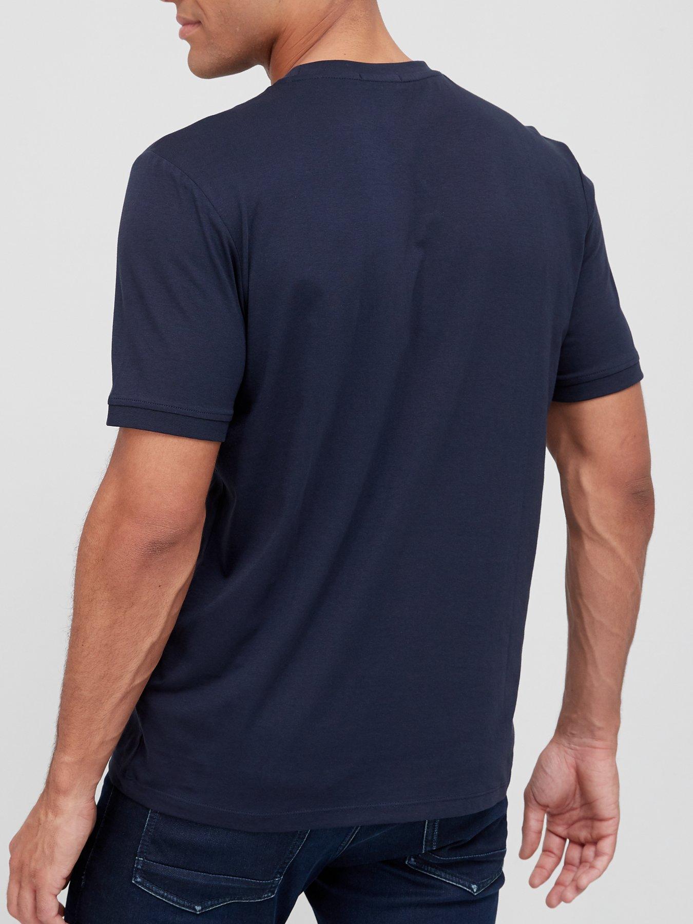 Image 2 of 4 of HUGO Diragolino Red Patch Logo T-Shirt - Dark Blue