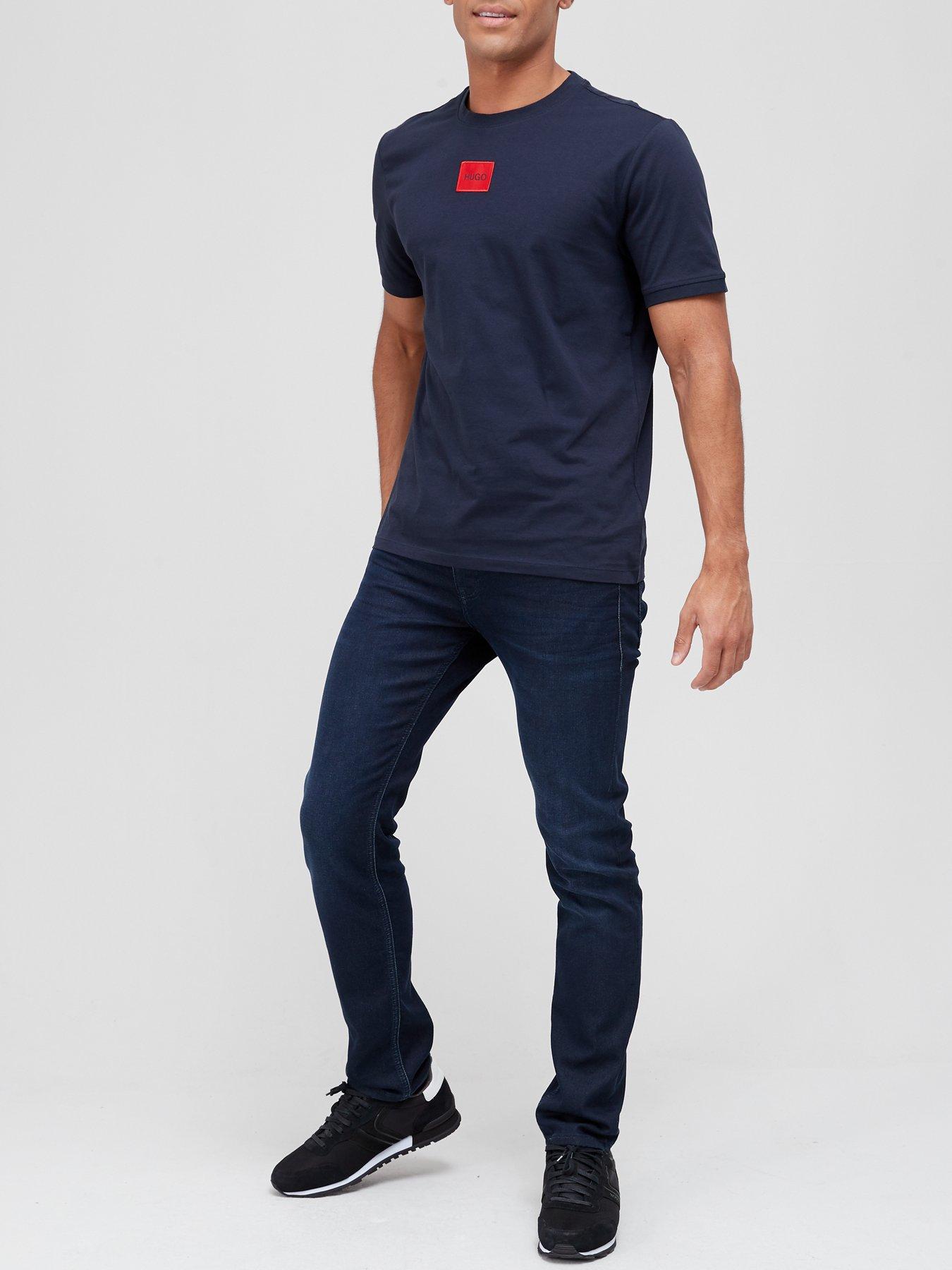 Image 3 of 4 of HUGO Diragolino Red Patch Logo T-Shirt - Dark Blue