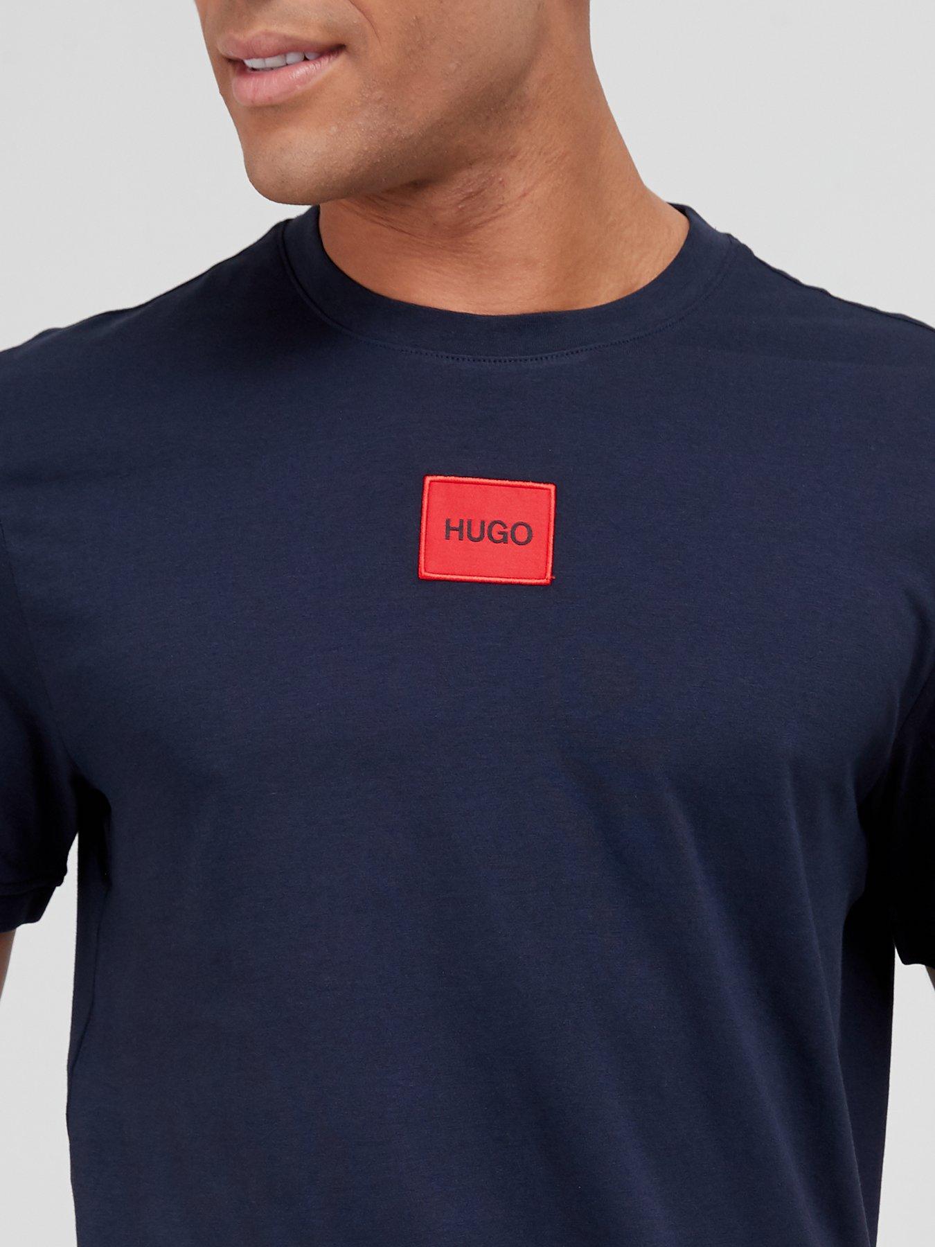 Image 4 of 4 of HUGO Diragolino Red Patch Logo T-Shirt - Dark Blue