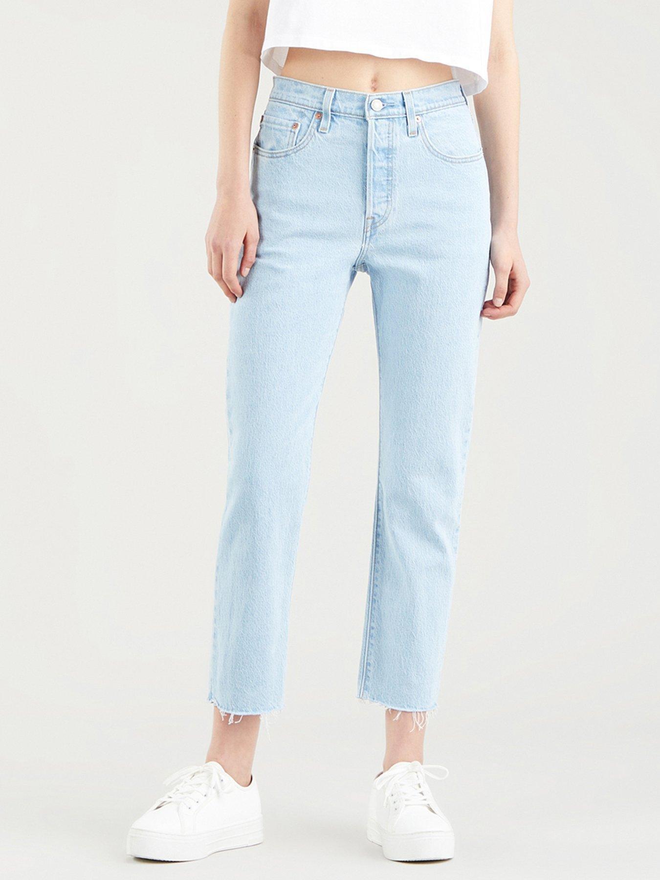 Levi s 501 Crop High Waist Straight Leg Jean Light Blue Very Ireland