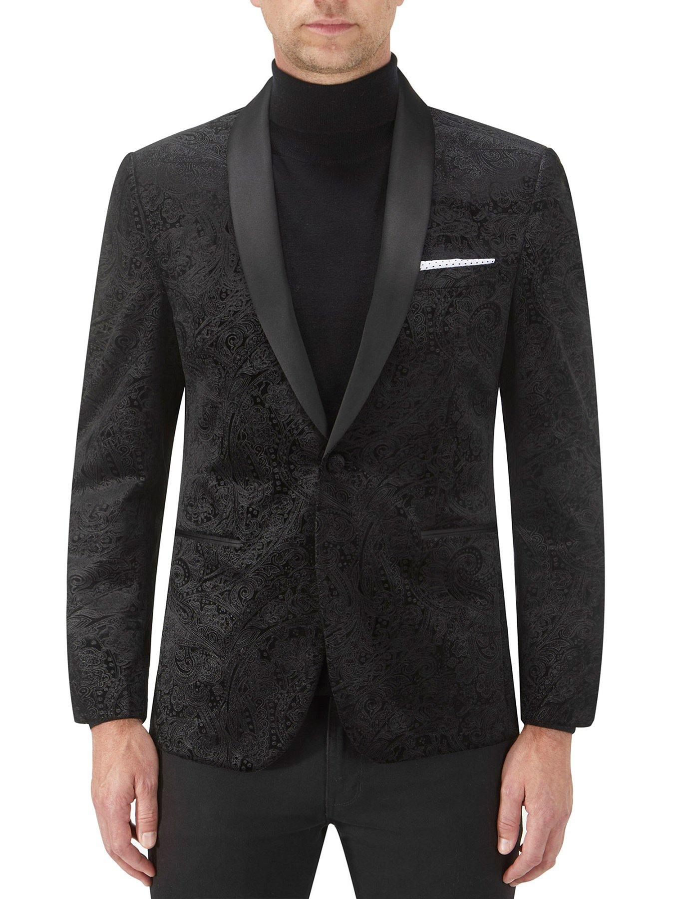 undefined Westwood Tailored Fit Velvet Tuxedo Jacket - Black