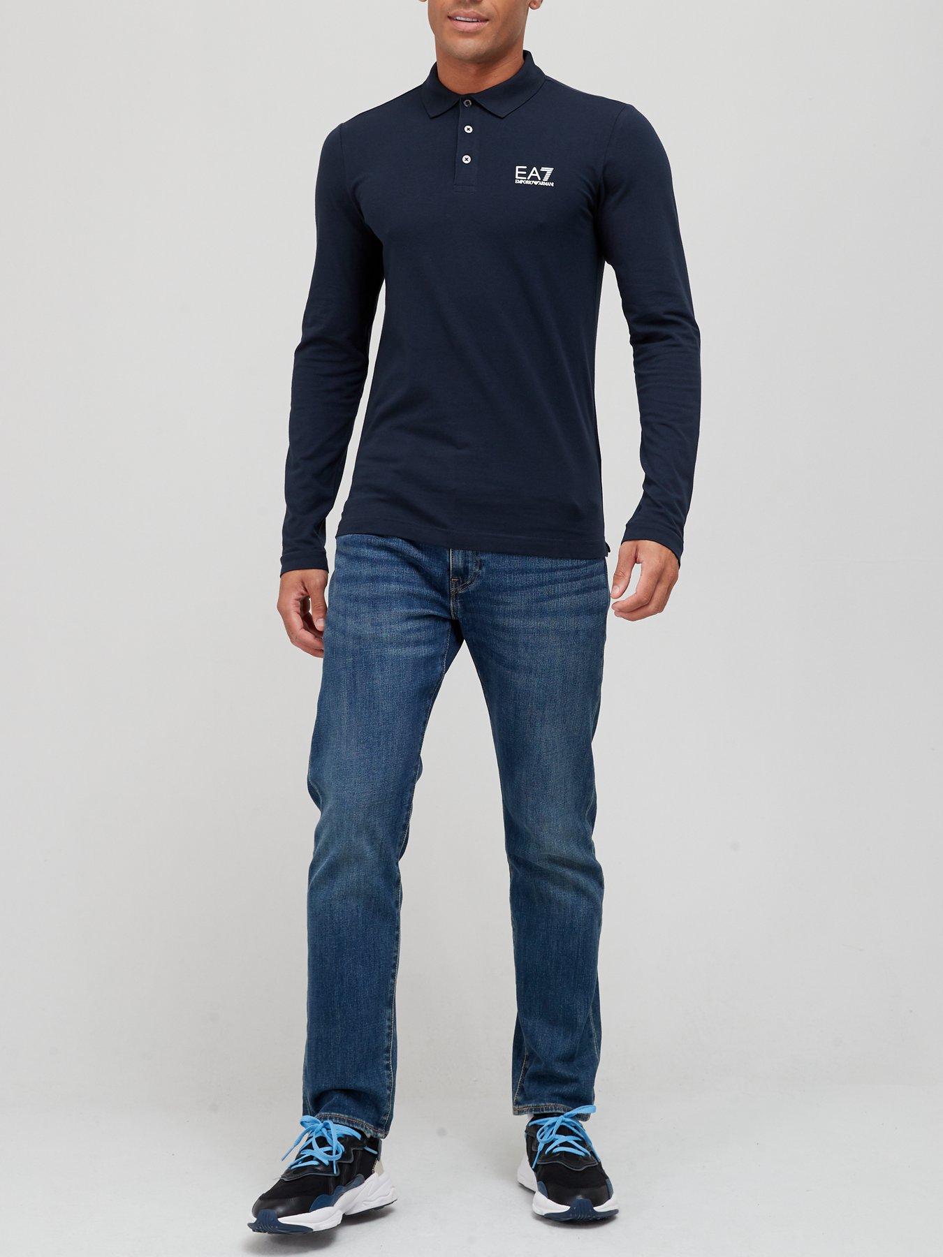 EA7 Emporio Armani Core ID Long Sleeve Polo Shirt Navy Very