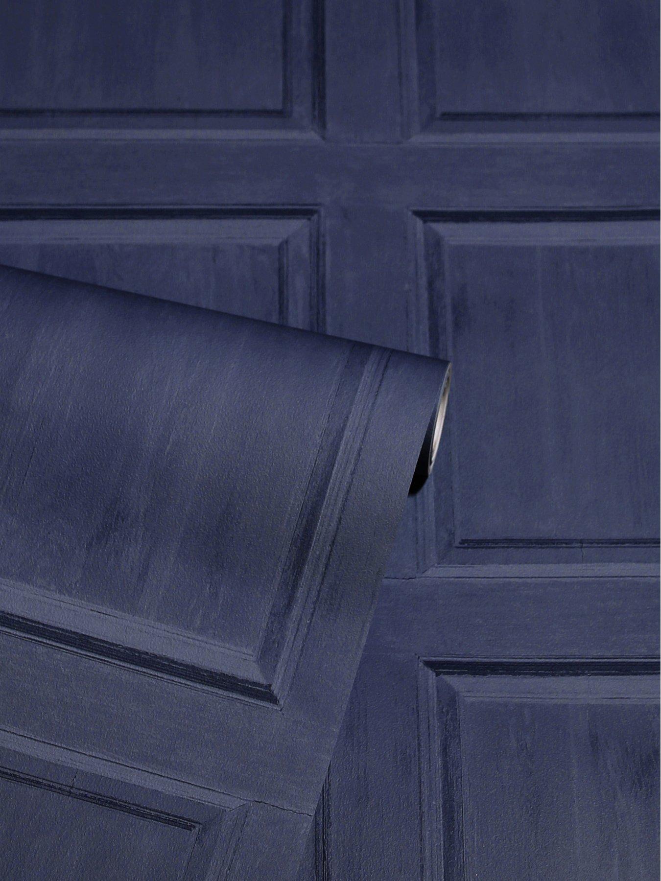 Image 3 of 4 of ARTHOUSE Washed Wood Panel Navy Wallpaper