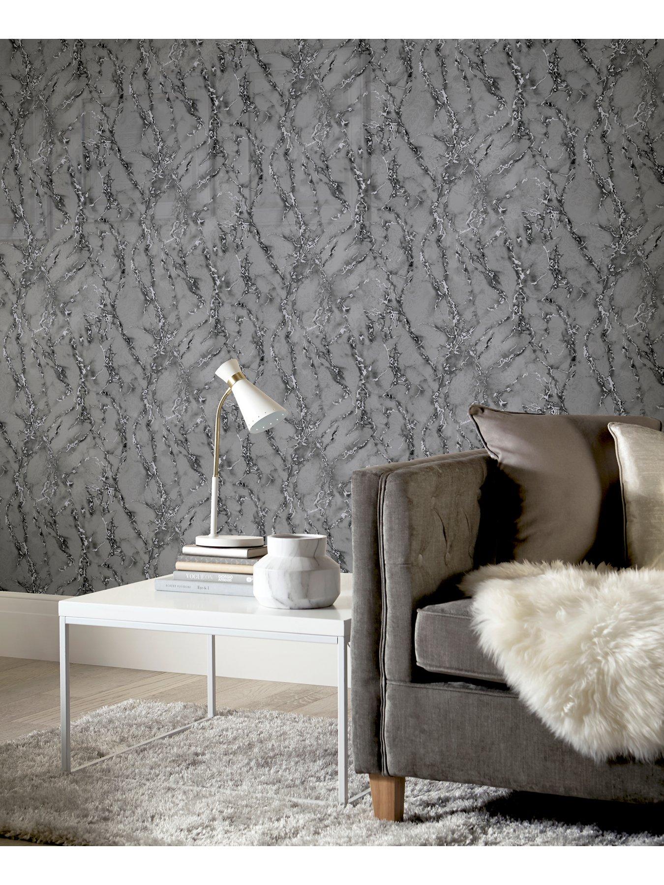 Image 2 of 5 of ARTHOUSE Carrara Marble Charcoal Sw12 Wallpaper