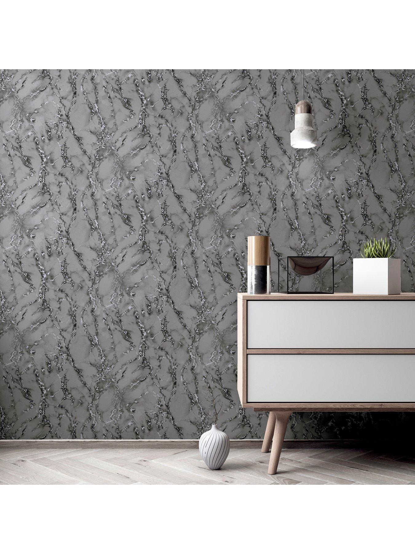 Image 5 of 5 of ARTHOUSE Carrara Marble Charcoal Sw12 Wallpaper