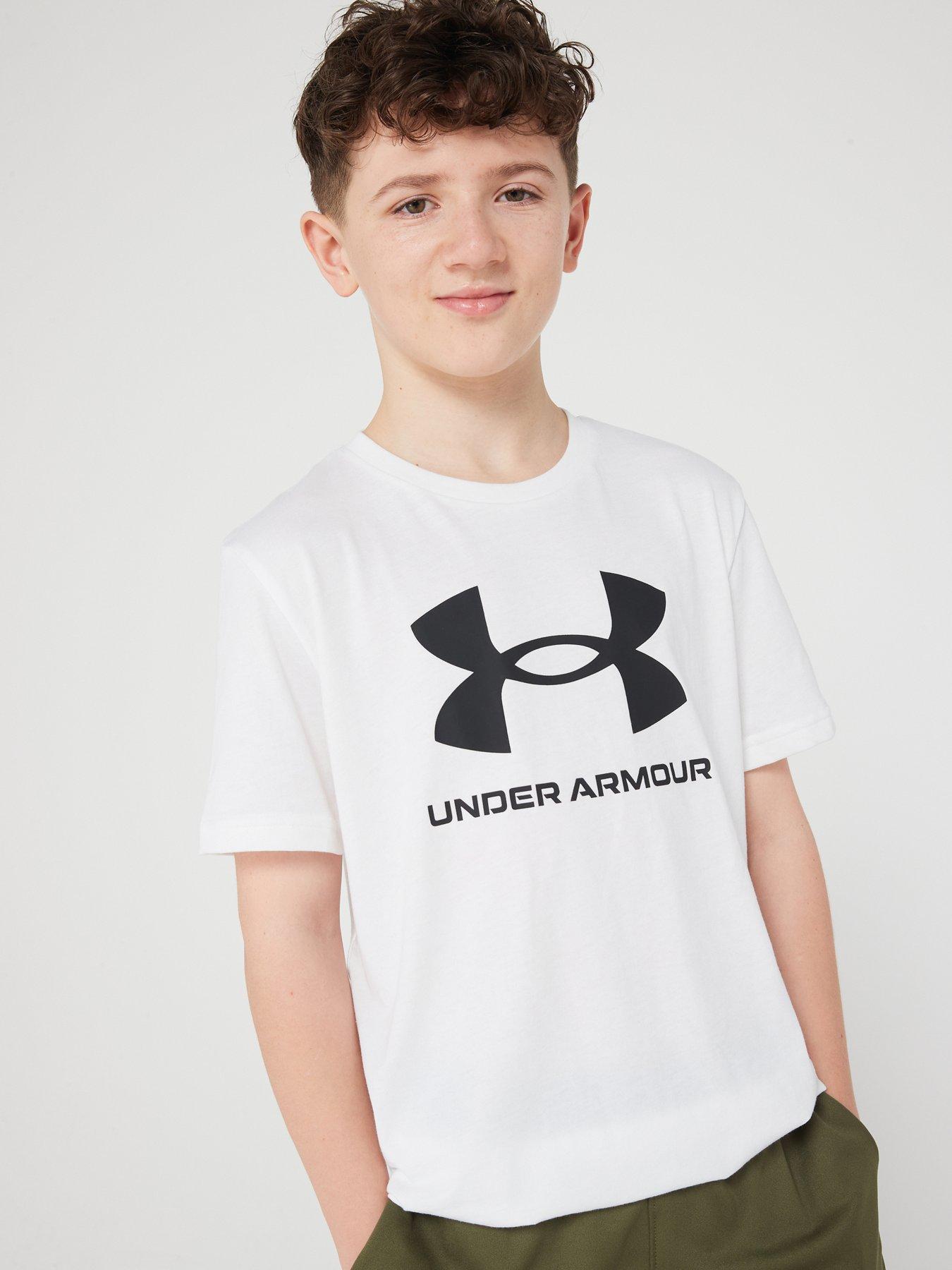 UNDER ARMOUR Kids Sport Style Logo Short Sleeve T Shirt White Black Very Ireland