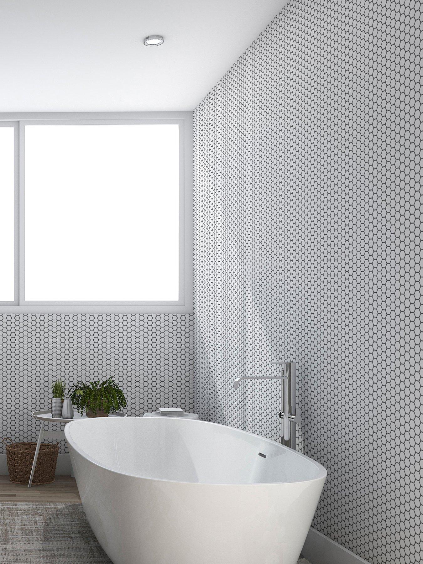 undefined Hexagon Lattice Anti-Bacterial White Wallpaper