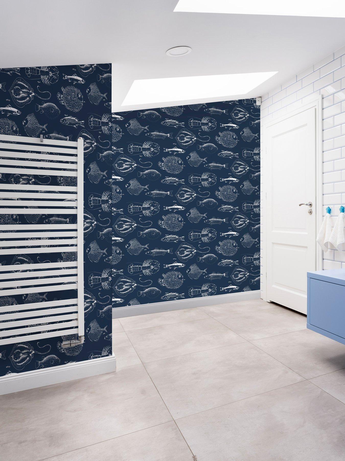 undefined Into The Deep Anti-Bacterial Navy Wallpaper