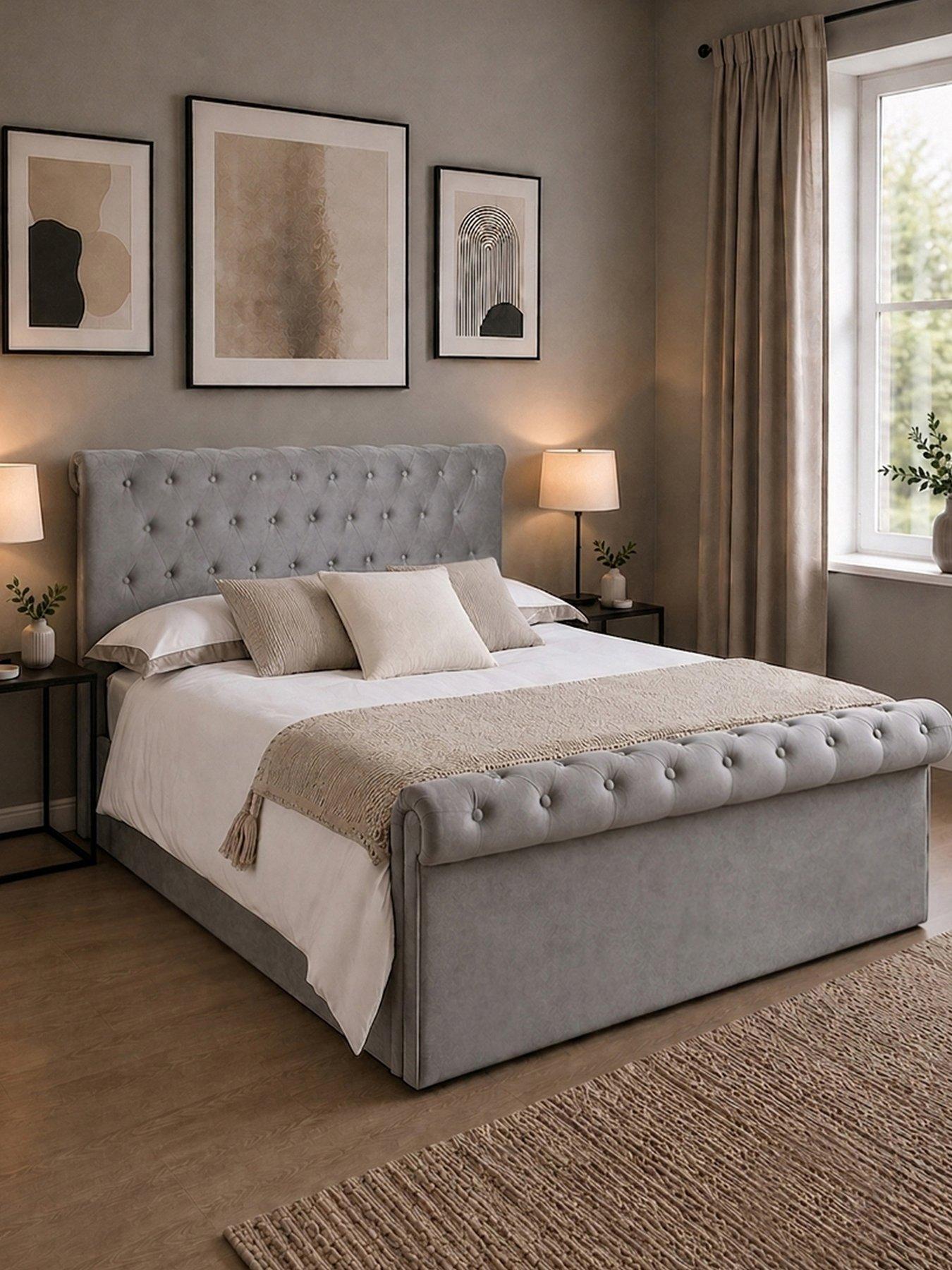 Aspire Chesterfield Fabric Lift Up Storage Bed