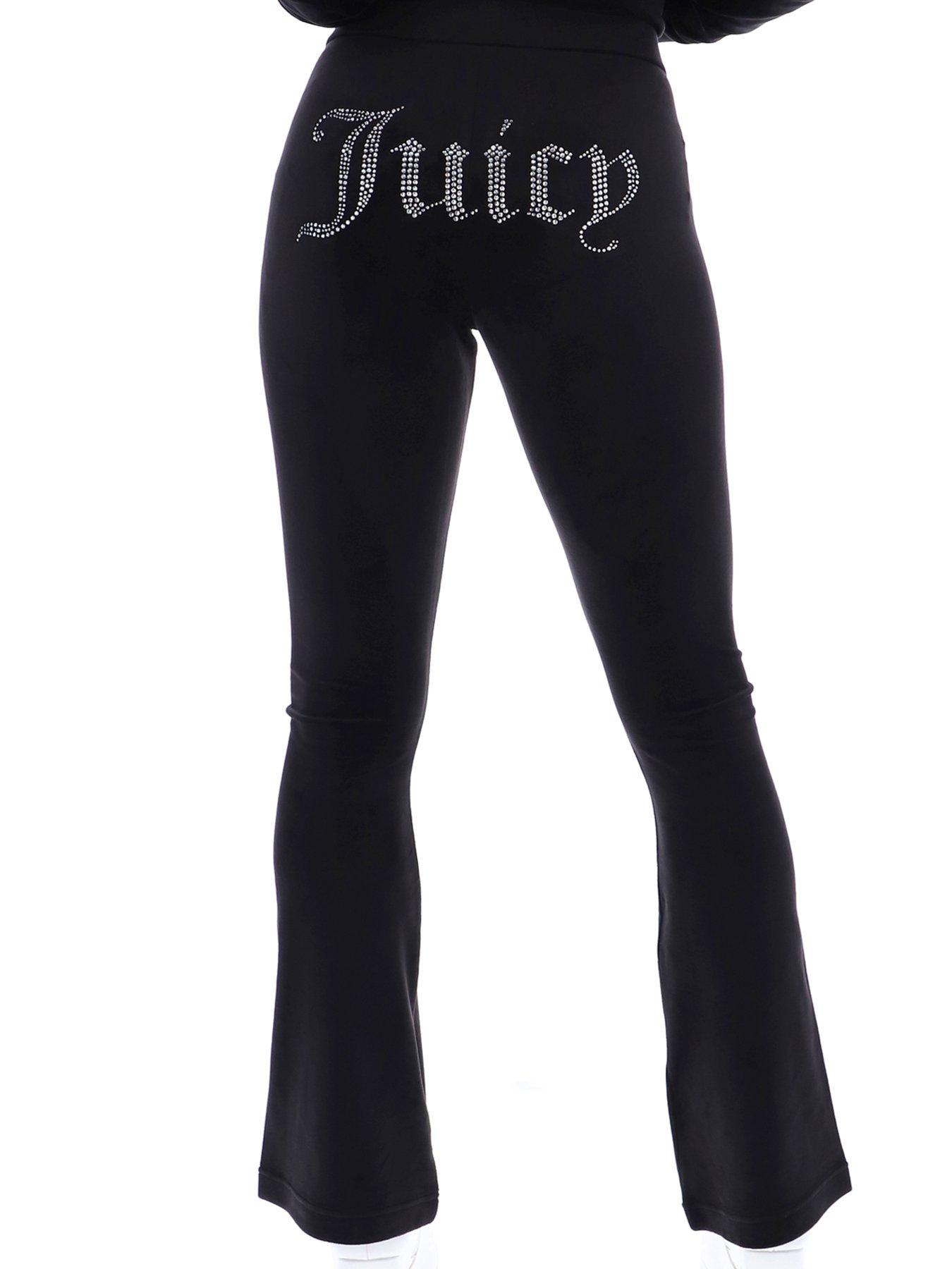 Diamante Back Logo Velour Track Pant - Black