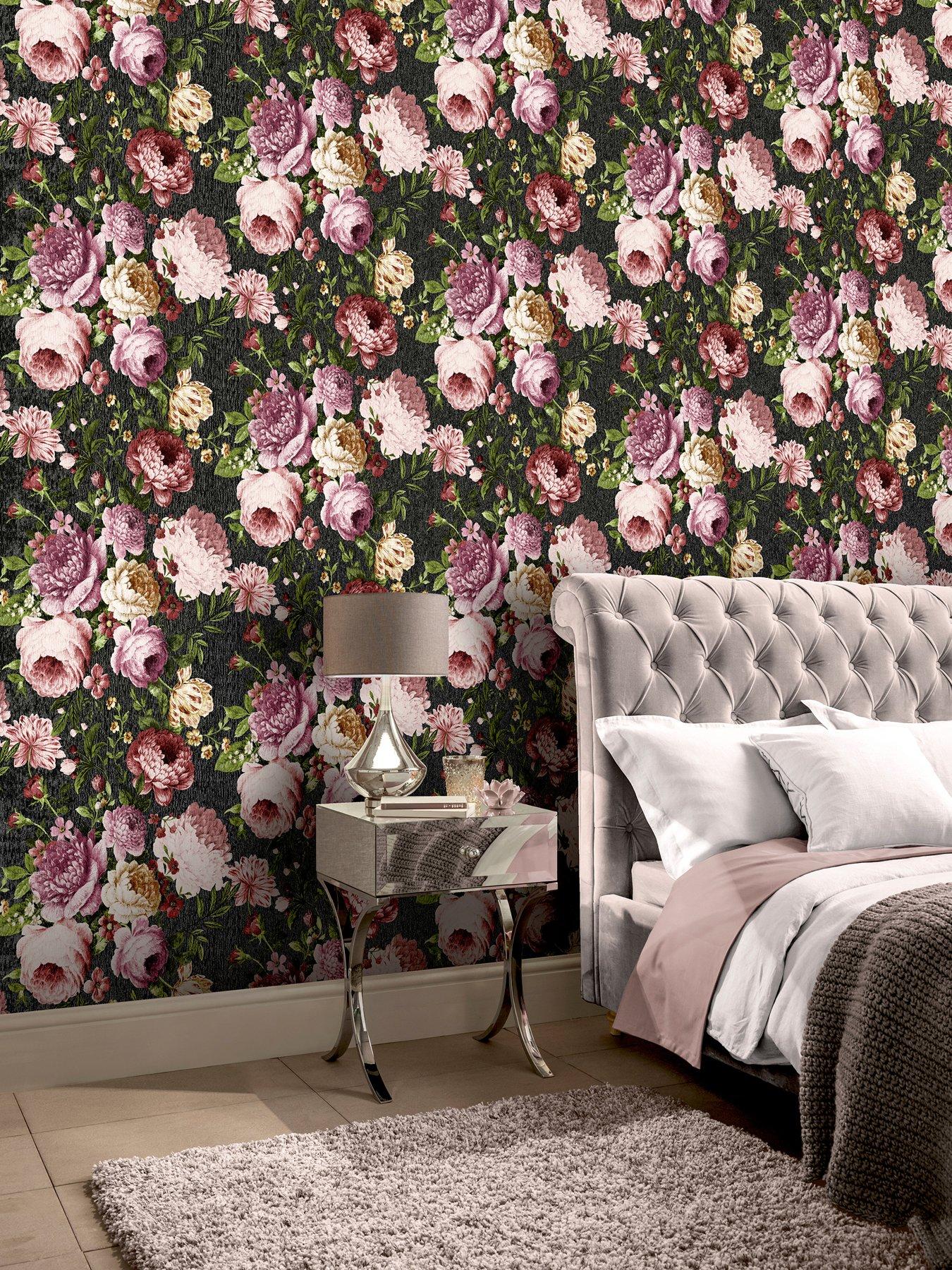 Tropical Floral Pink & Green Wallpaper