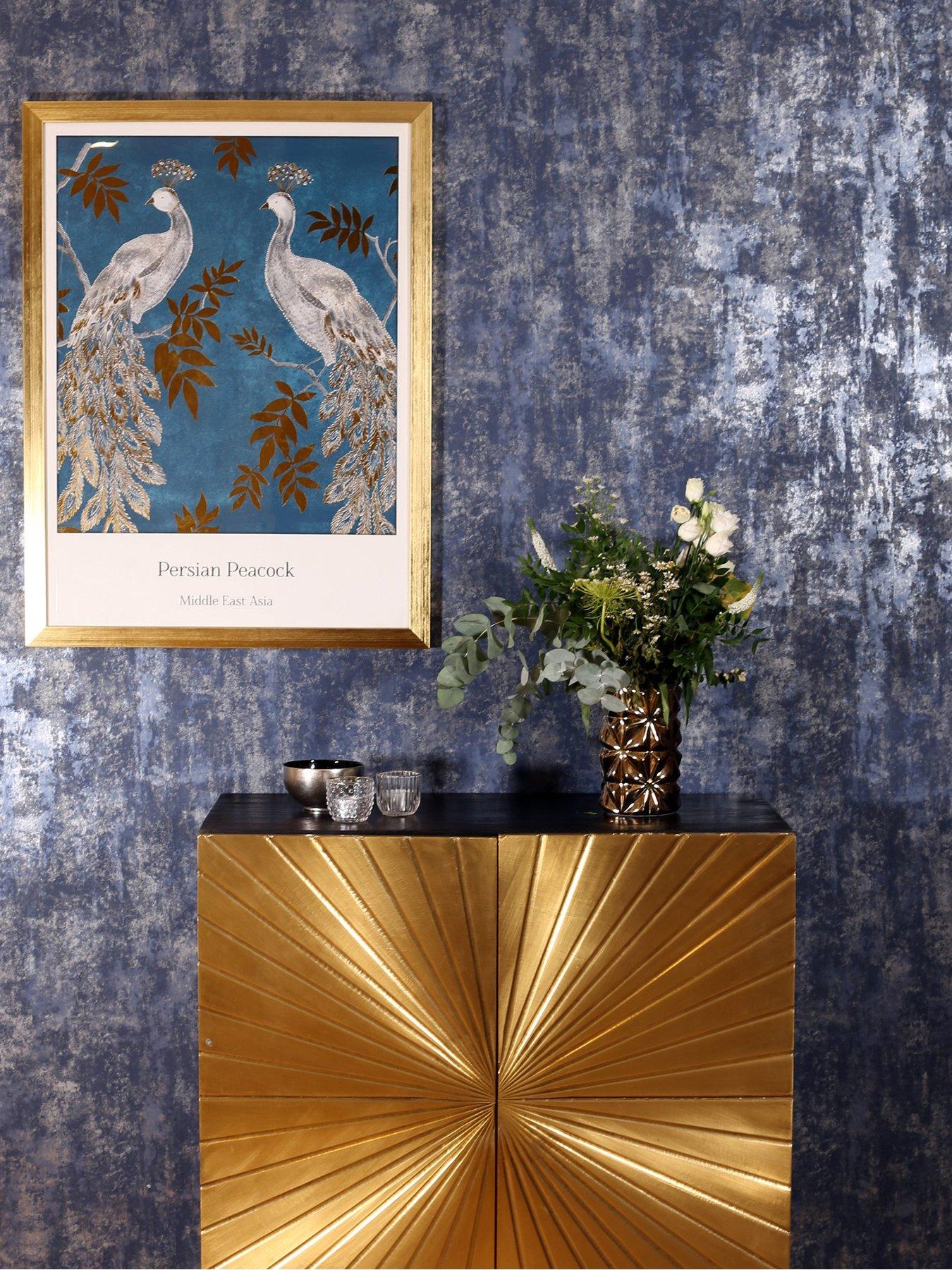 Image 1 of 4 of ARTHOUSE Stone Textures Navy/silver Wallpaper
