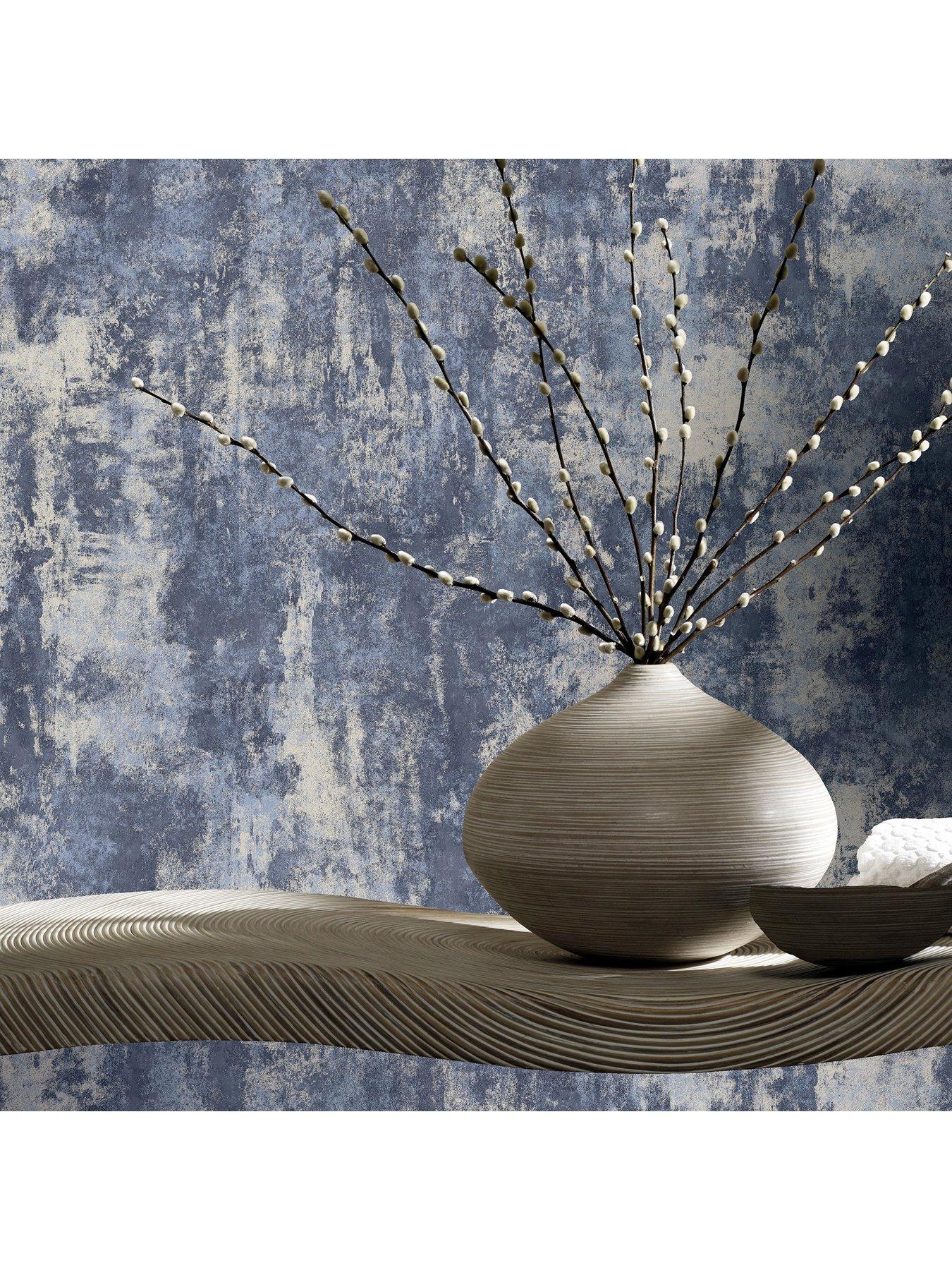 Image 4 of 4 of ARTHOUSE Stone Textures Navy/silver Wallpaper