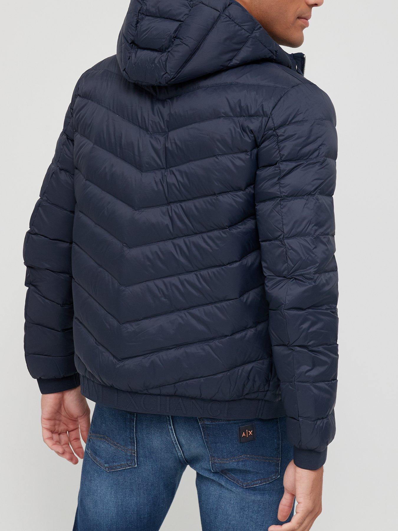 Hooded Padded Down Fill Jacket Navy