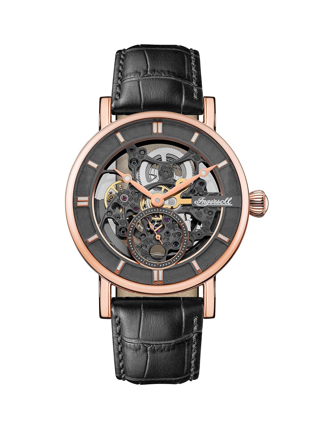 Mens rose gold outlet leather watch