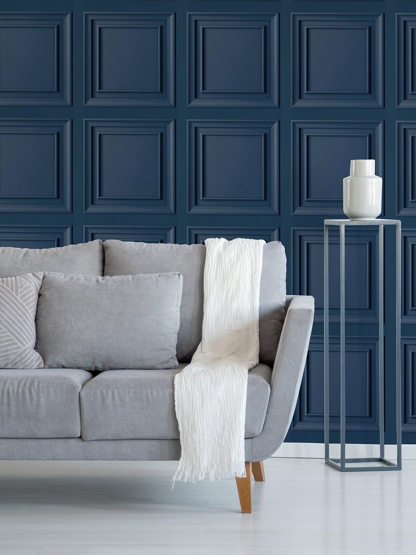 undefined Wood Panel Blue Wallpaper