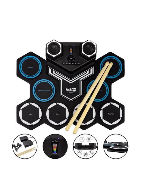 rockjam-rockjam-rechargeable-bluetooth-roll-up-drum-kit-with-inbuilt-speakers-amp-drumsticks
