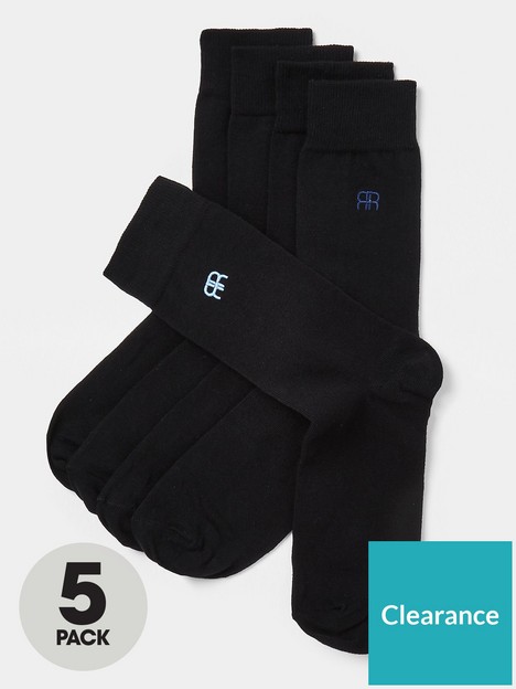 river-island-5-pack-embroidered-ankle-socks-black
