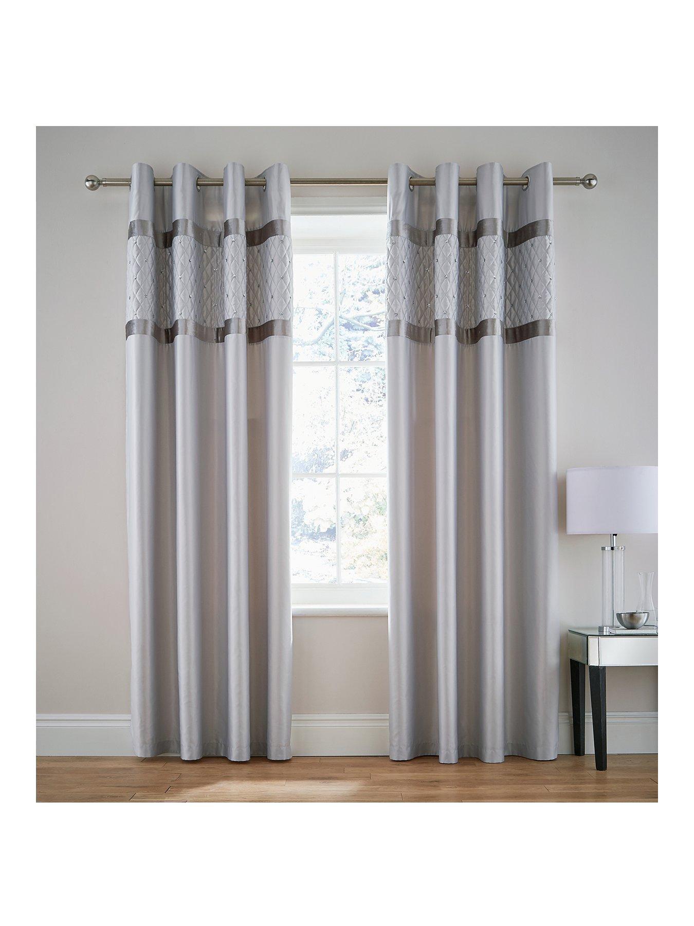 Image 2 of 5 of Catherine Lansfield Sequin Cluster Eyelet Curtains in Silver