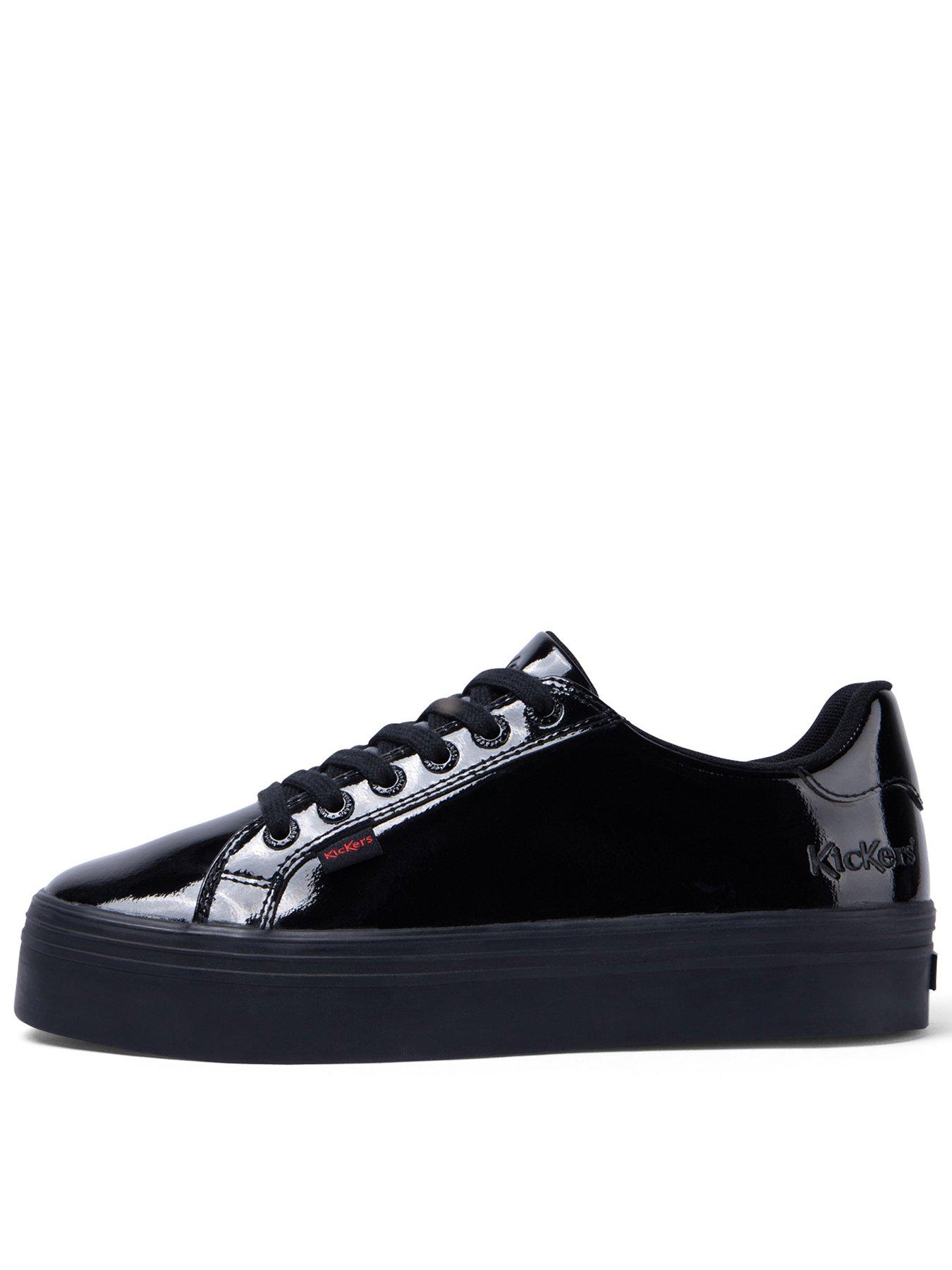 Kickers Tovni Stack Patent Leather Trainer - Black