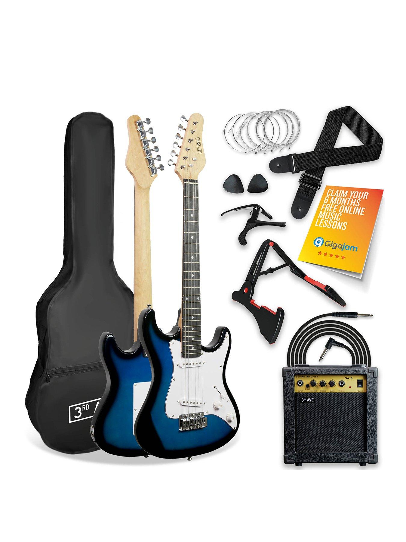 undefined 3/4 Size Electric Guitar Ultimate Kit with 10W Amp - 6 Months FREE Lessons - Blueburst