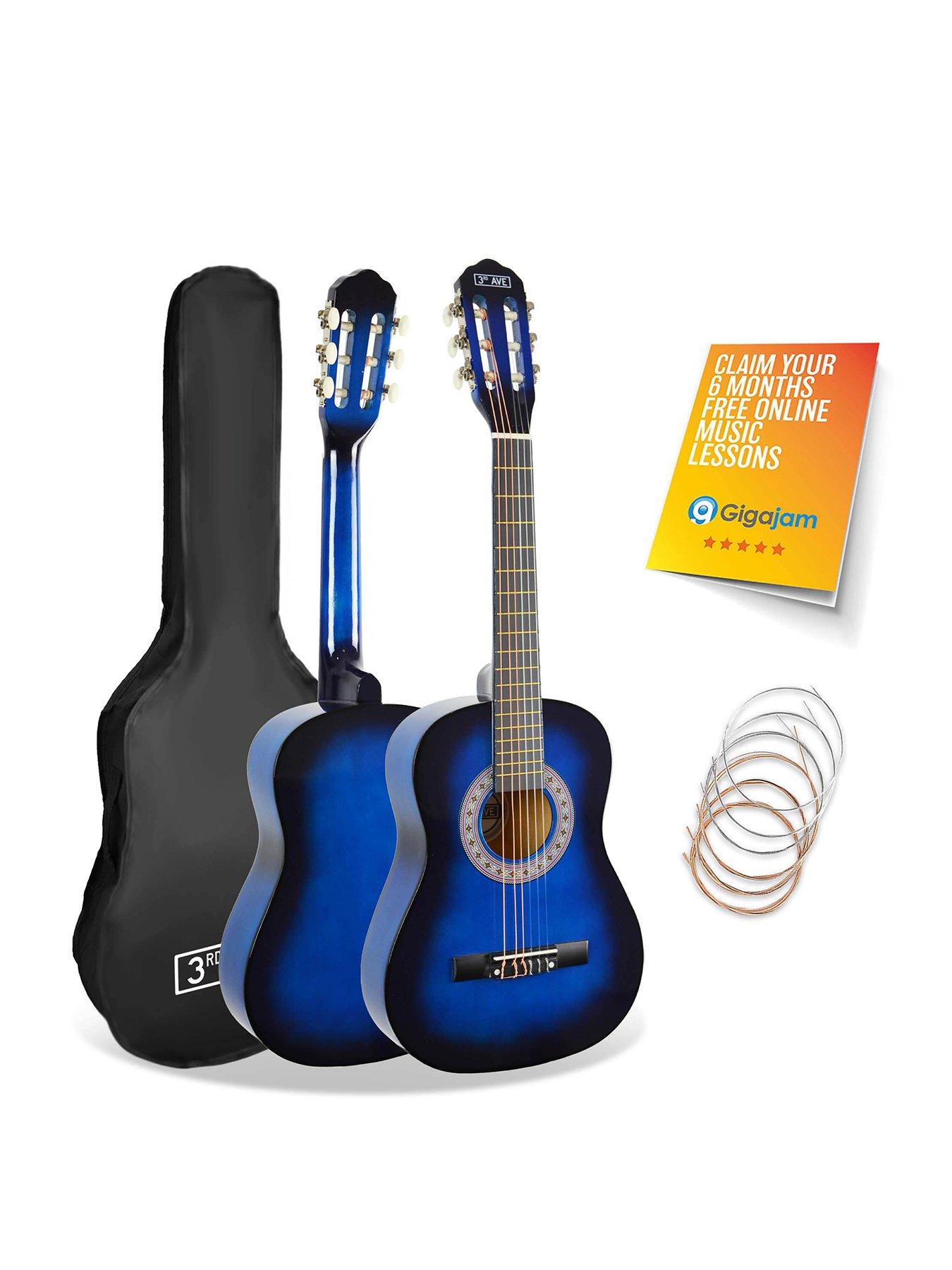 Image 1 of 6 of 3rd Avenue 1/2 Size Kids Classical Guitar Beginner Bundle - 6 Months FREE Lessons - Blueburst