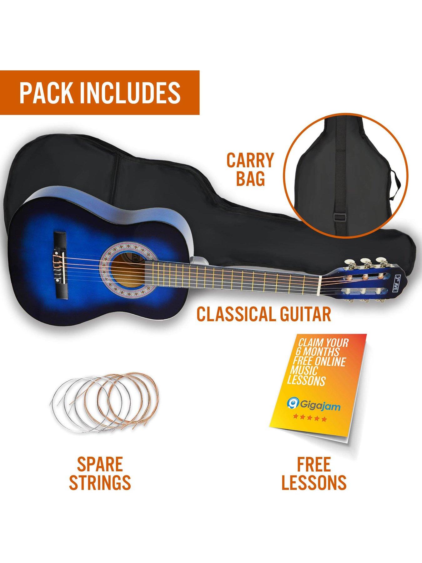 Image 3 of 6 of 3rd Avenue 1/2 Size Kids Classical Guitar Beginner Bundle - 6 Months FREE Lessons - Blueburst