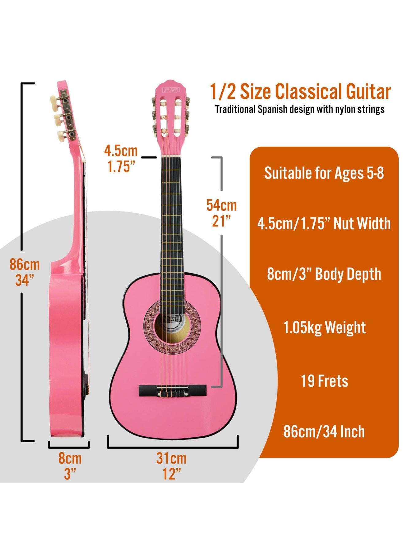 Image 2 of 6 of 3rd Avenue 1/2 Size Kids Classical Guitar Beginner Bundle - 6 Months FREE Lessons - Pink