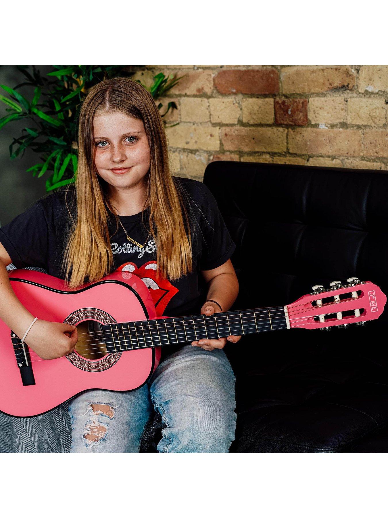 Image 5 of 6 of 3rd Avenue 1/2 Size Kids Classical Guitar Beginner Bundle - 6 Months FREE Lessons - Pink