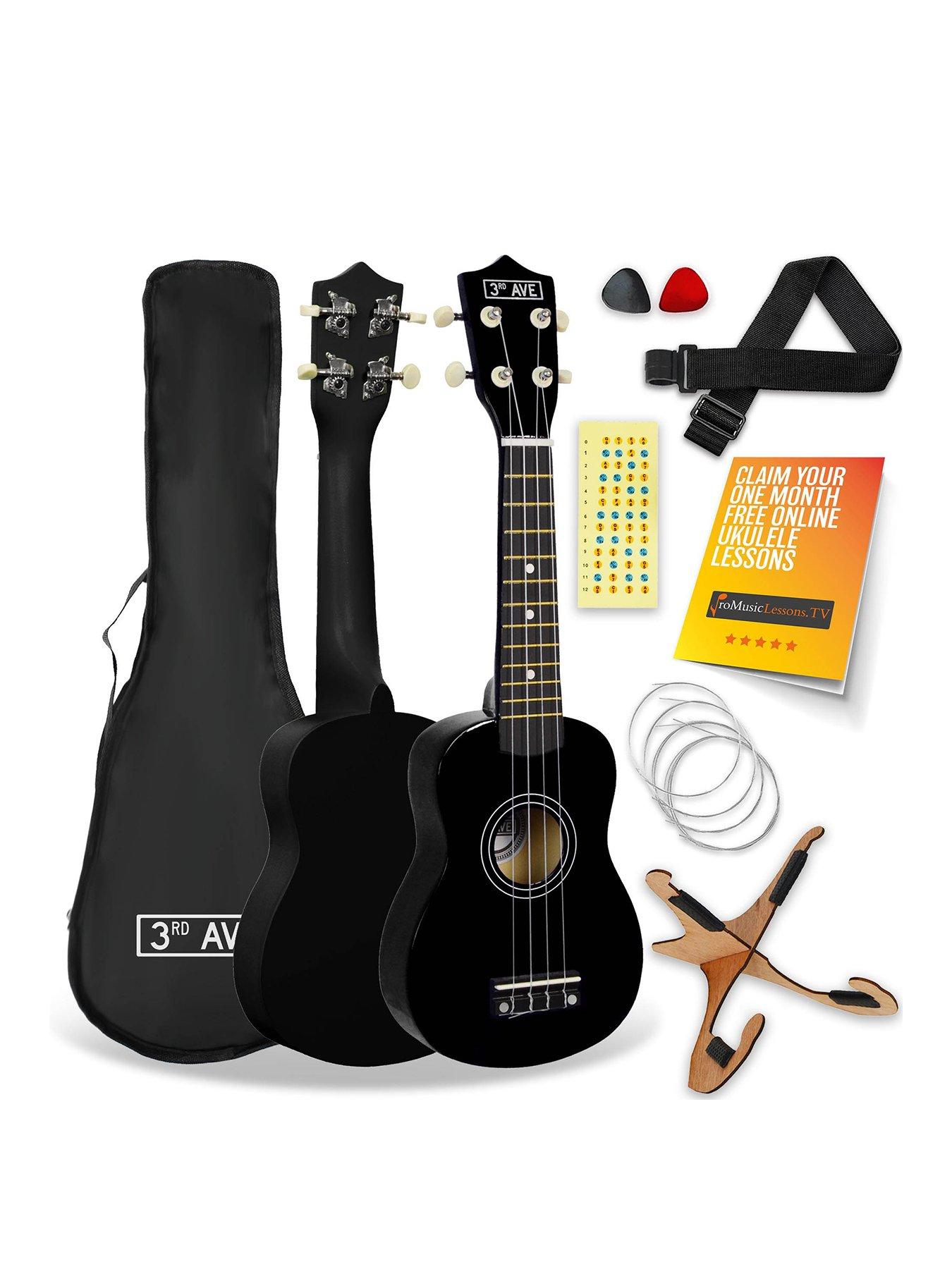 Image 1 of 6 of 3rd Avenue Soprano Ukulele Black Starter Pack
