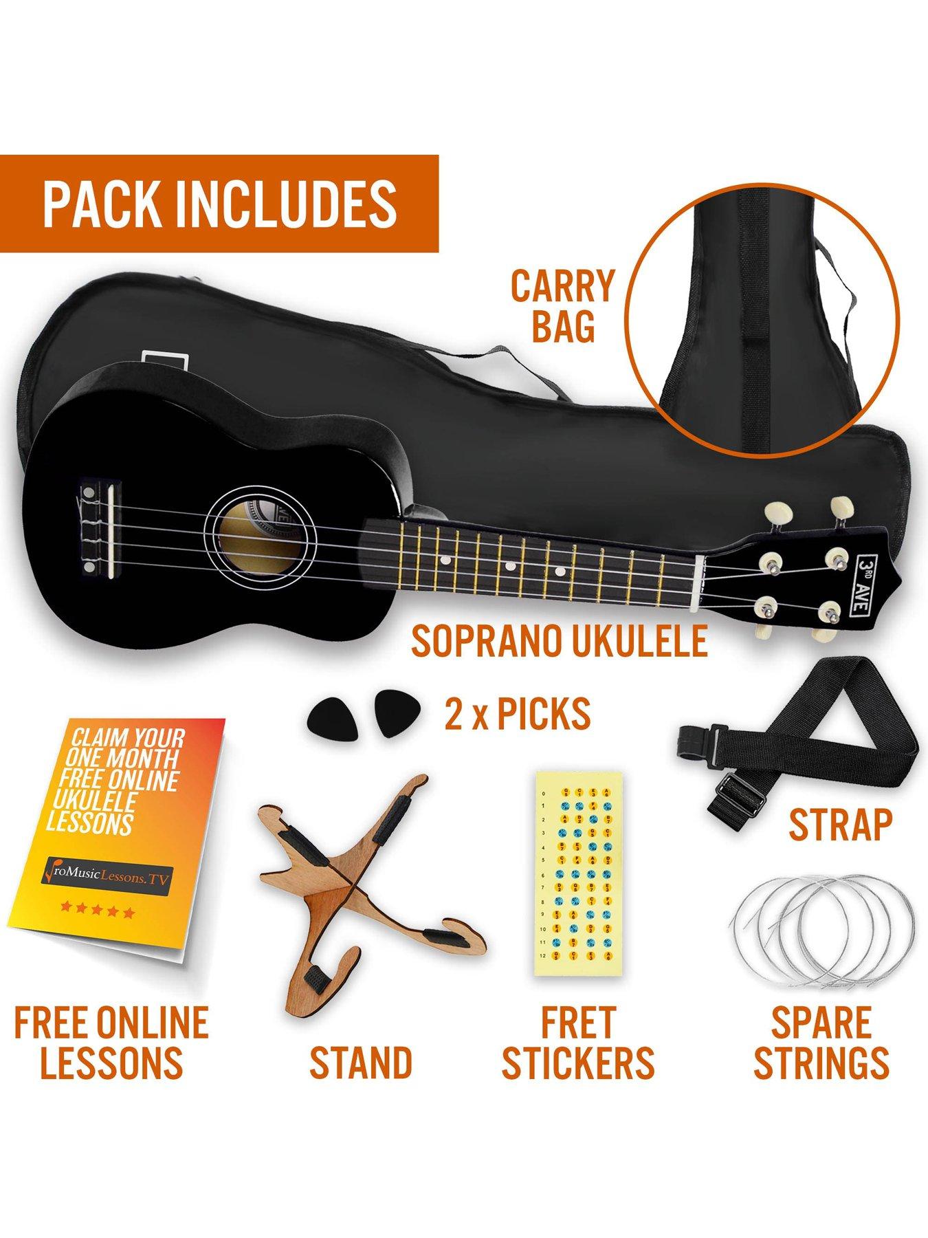 Image 3 of 6 of 3rd Avenue Soprano Ukulele Black Starter Pack